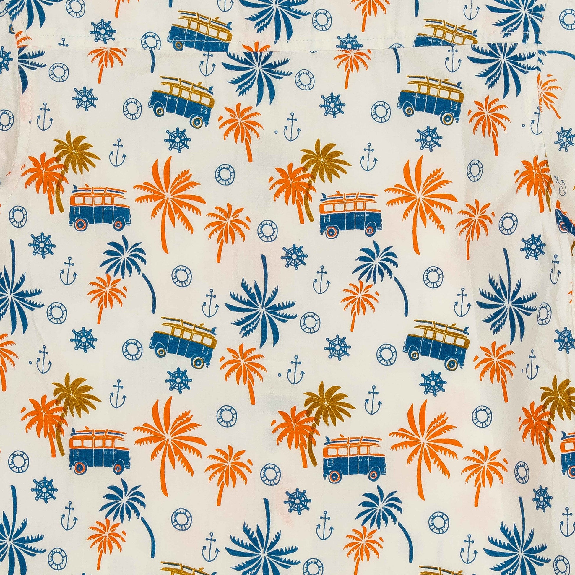 Boys' Tropical Beach Print Shirt – Palm Trees & Vans Design, Short Sleeve