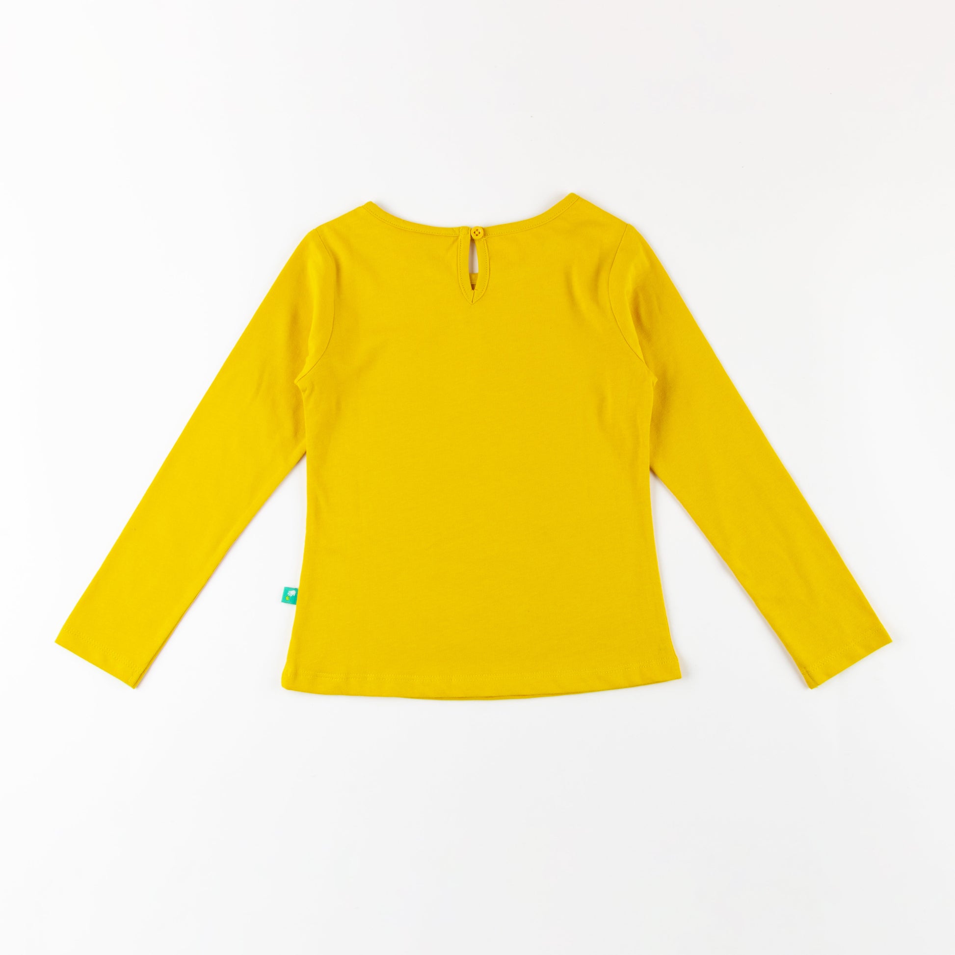 "Girls Mustard Yellow Full Sleeve Cotton T-Shirt with 'Little But Fierce' Print