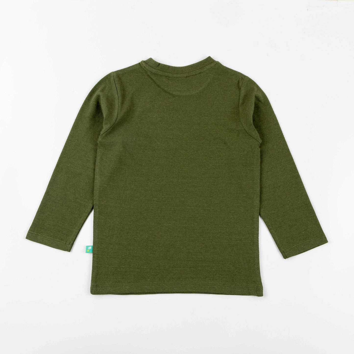 Boys' Olive Green Long Sleeve T-Shirt with Space Mission Print