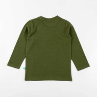Boys' Olive Green Long Sleeve T-Shirt with Space Mission Print
