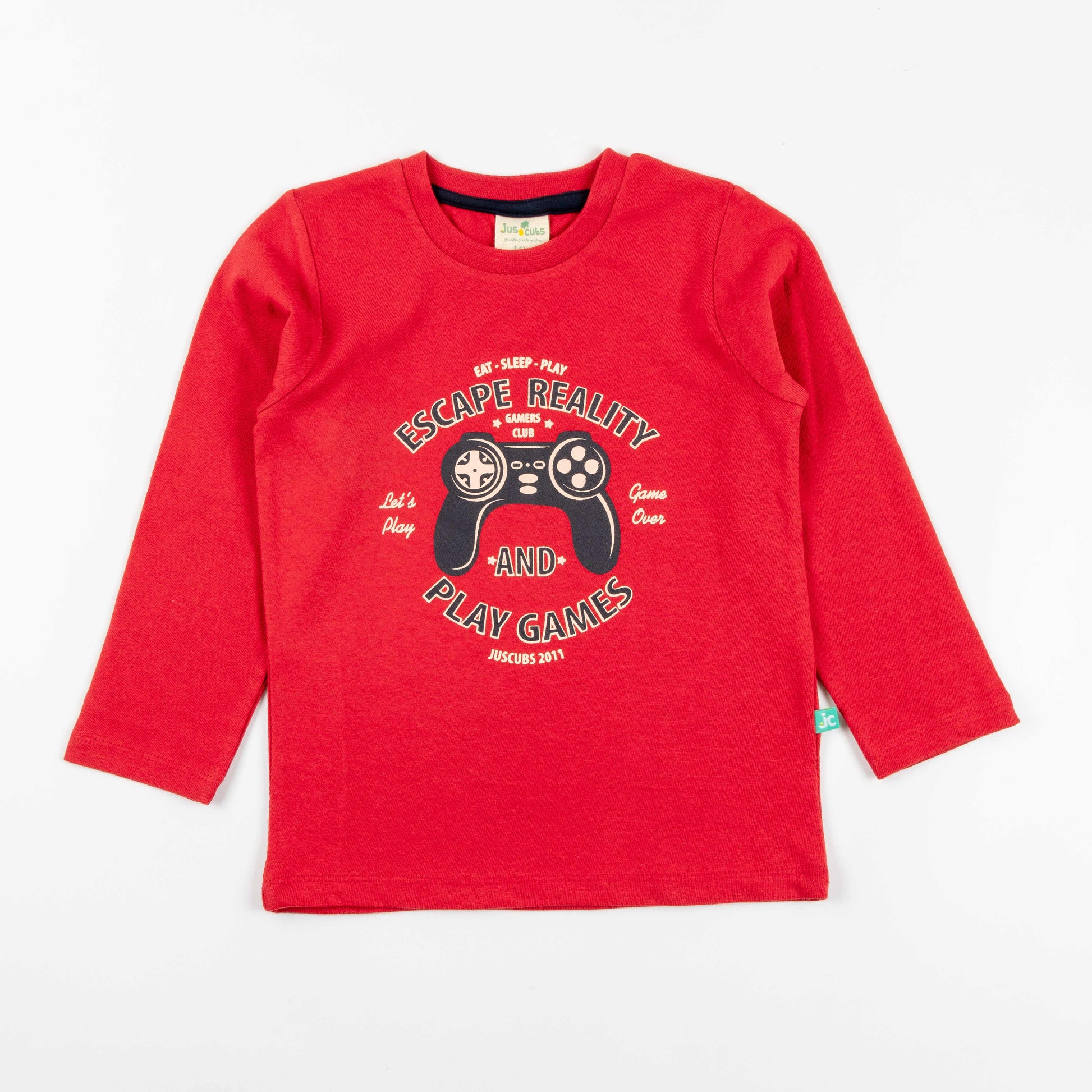 Boys' Red Long Sleeve T-Shirt with Game Controller Print