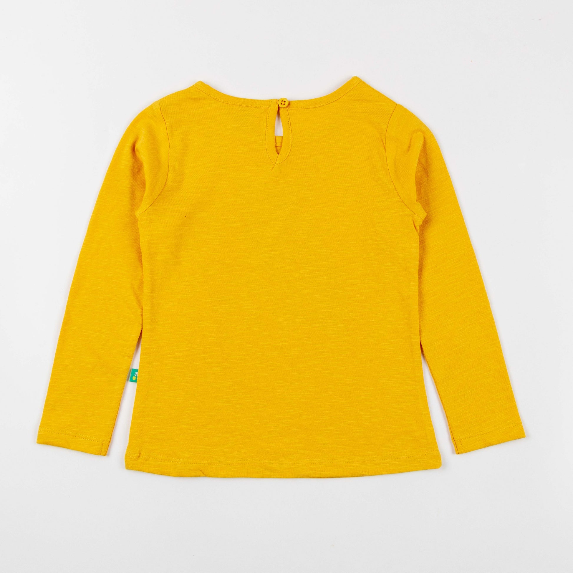"Girls' Mustard Yellow Full Sleeve T-Shirt – Artistic Owl Graphic"