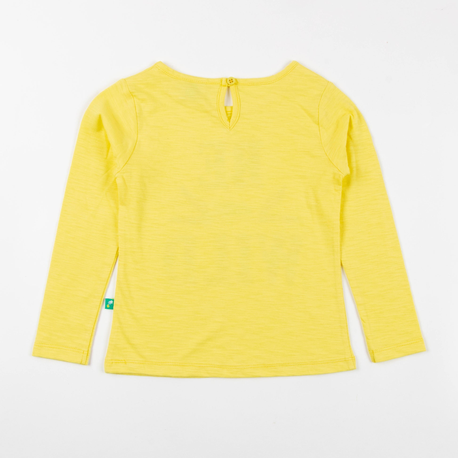 "Girls' Yellow Printed Full Sleeve T-Shirt – 'Be Little Wild' Design"