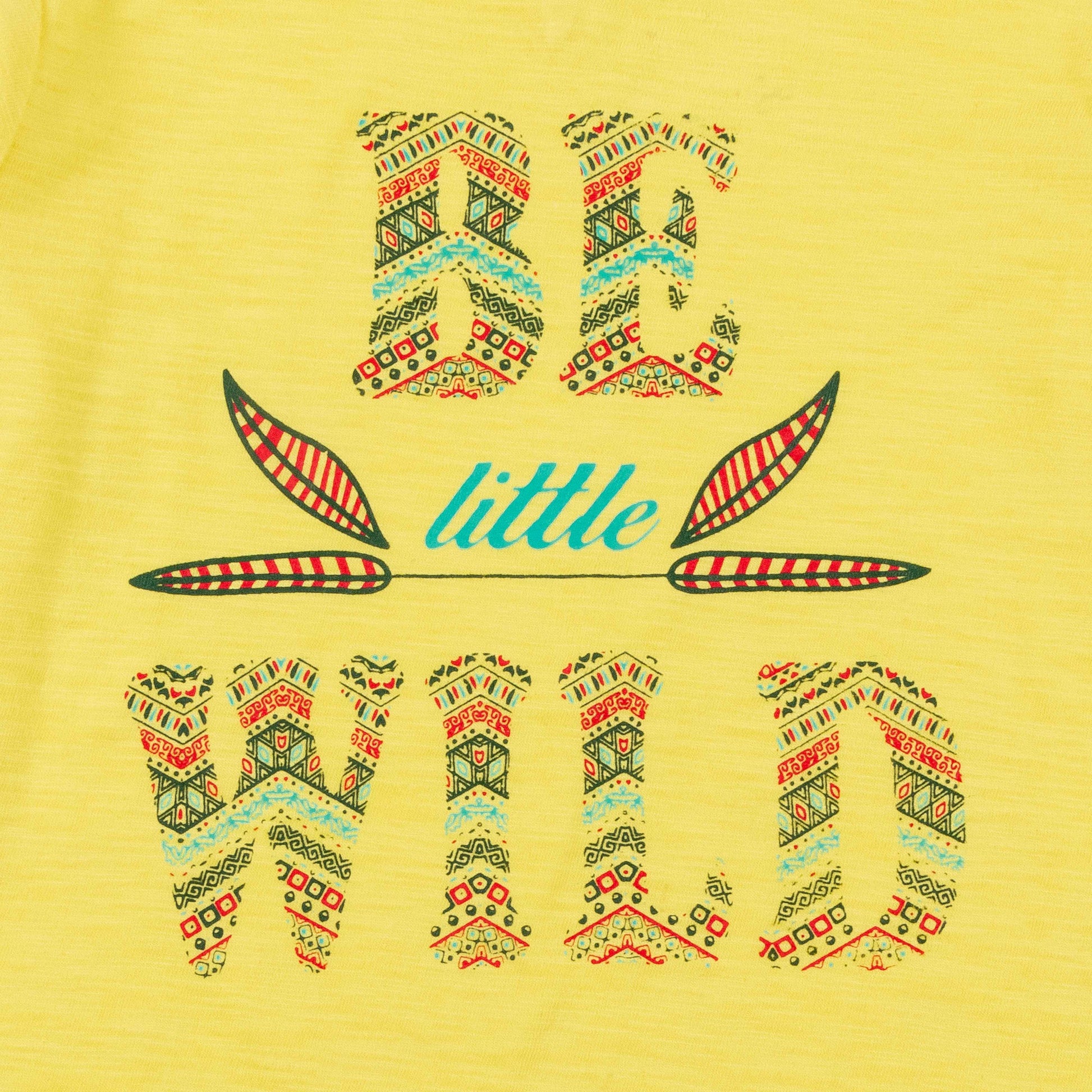 "Girls' Yellow Printed Full Sleeve T-Shirt – 'Be Little Wild' Design"