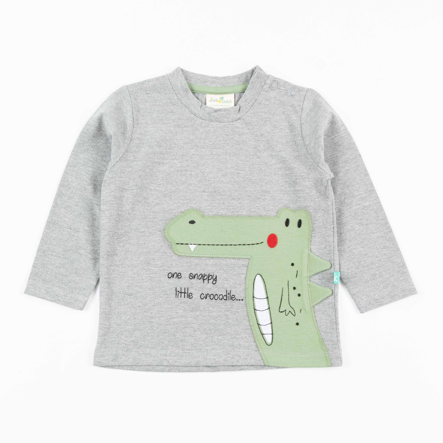 Crocodile Appliqué Full Sleeve T-Shirt for Boys – “One Snappy Little Crocodile” Design