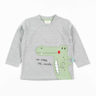 Crocodile Appliqué Full Sleeve T-Shirt for Boys – “One Snappy Little Crocodile” Design