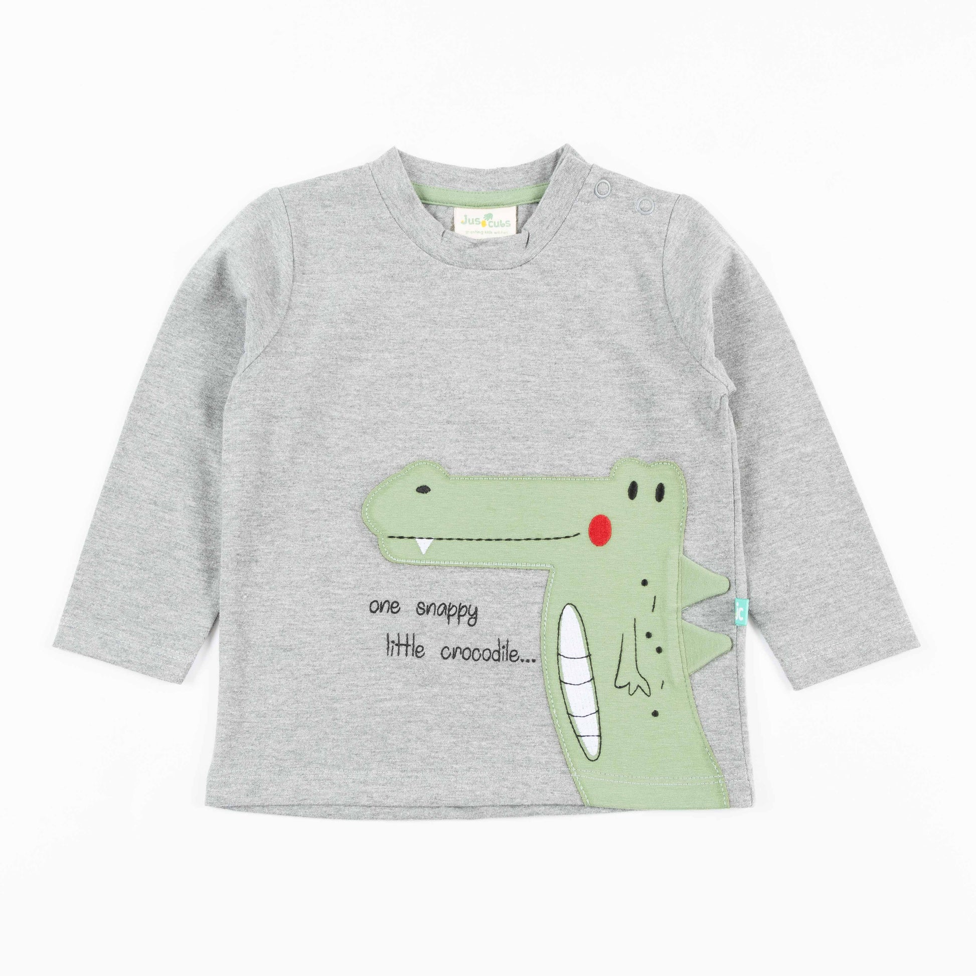 Crocodile Appliqué Full Sleeve T-Shirt for Boys – “One Snappy Little Crocodile” Design