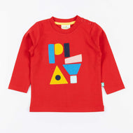 "PLAY" Geometric Appliqué Full Sleeve T-Shirt for Boys