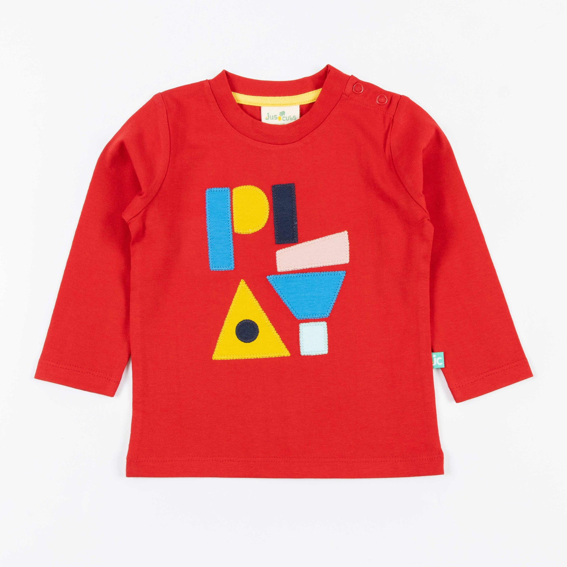 "PLAY" Geometric Appliqué Full Sleeve T-Shirt for Boys