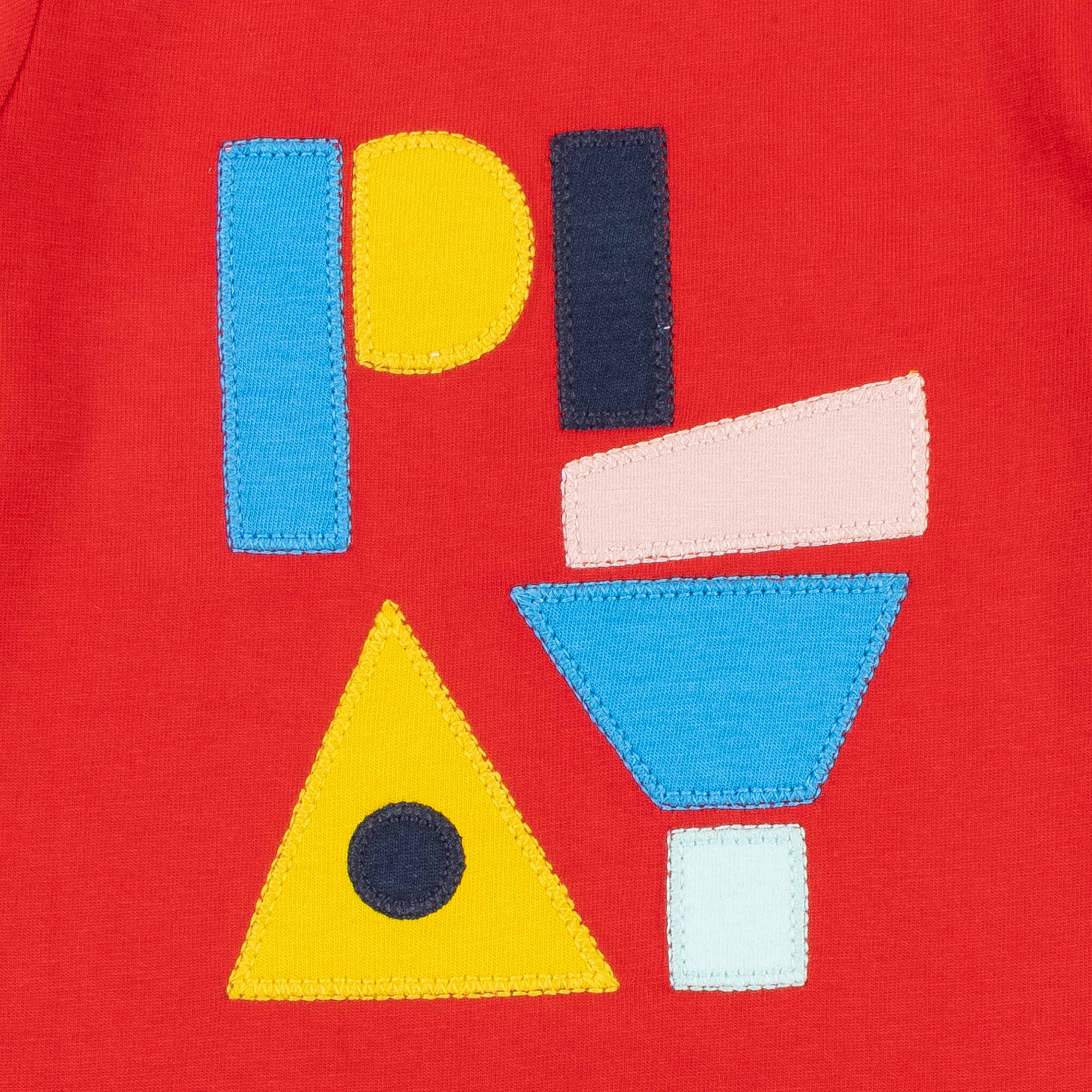 "PLAY" Geometric Appliqué Full Sleeve T-Shirt for Boys