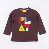 "PLAY" Geometric Appliqué Full Sleeve T-Shirt for Boys