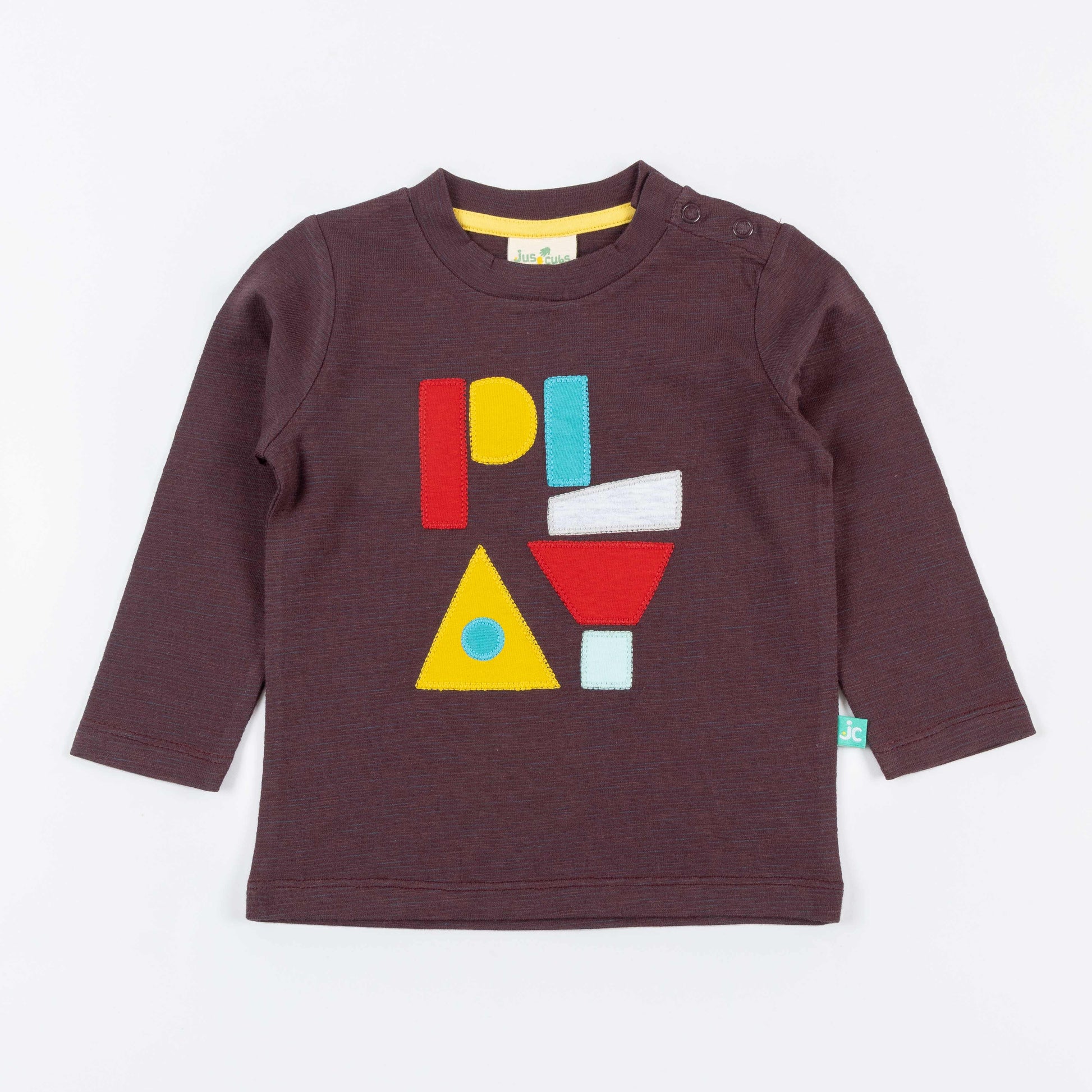 "PLAY" Geometric Appliqué Full Sleeve T-Shirt for Boys