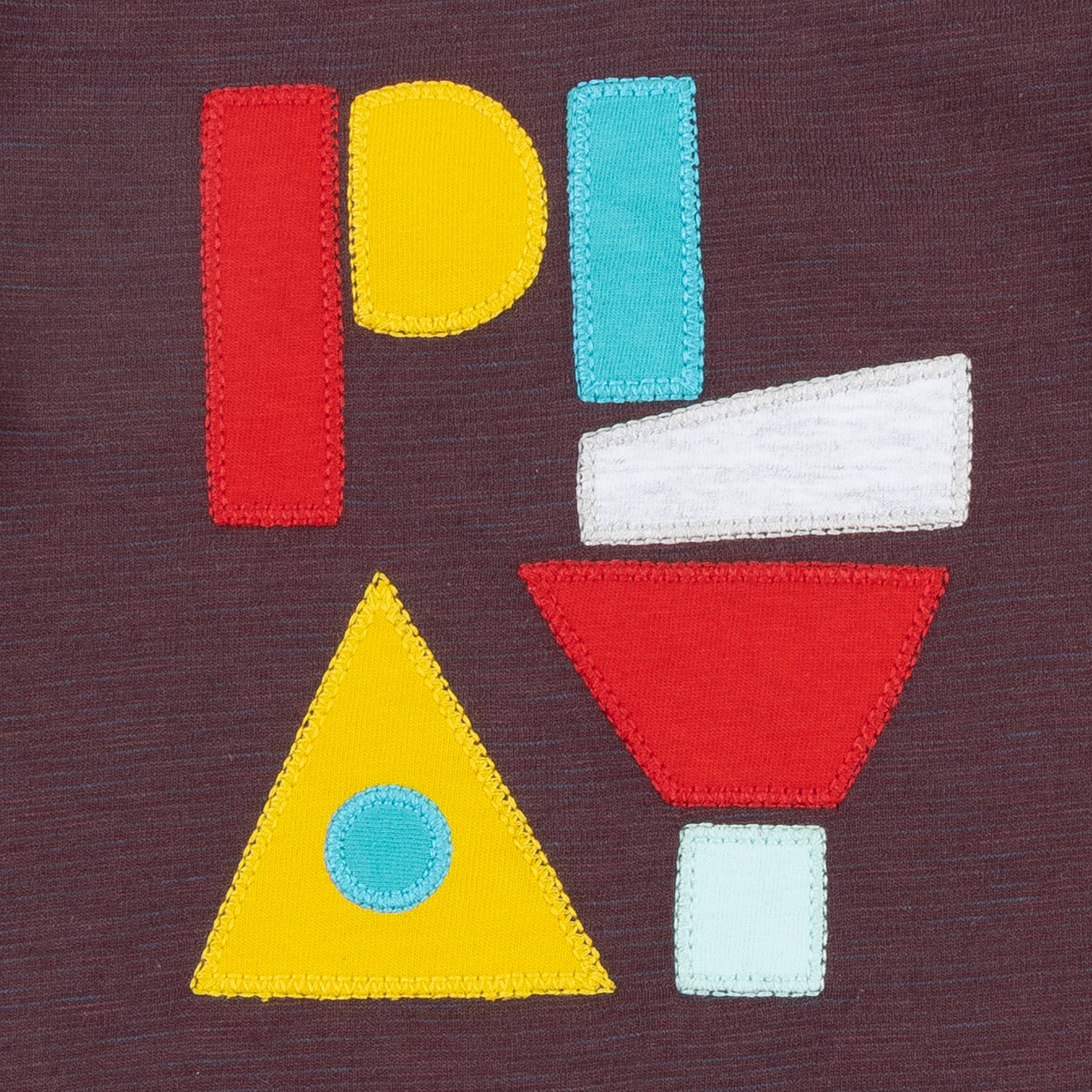 "PLAY" Geometric Appliqué Full Sleeve T-Shirt for Boys