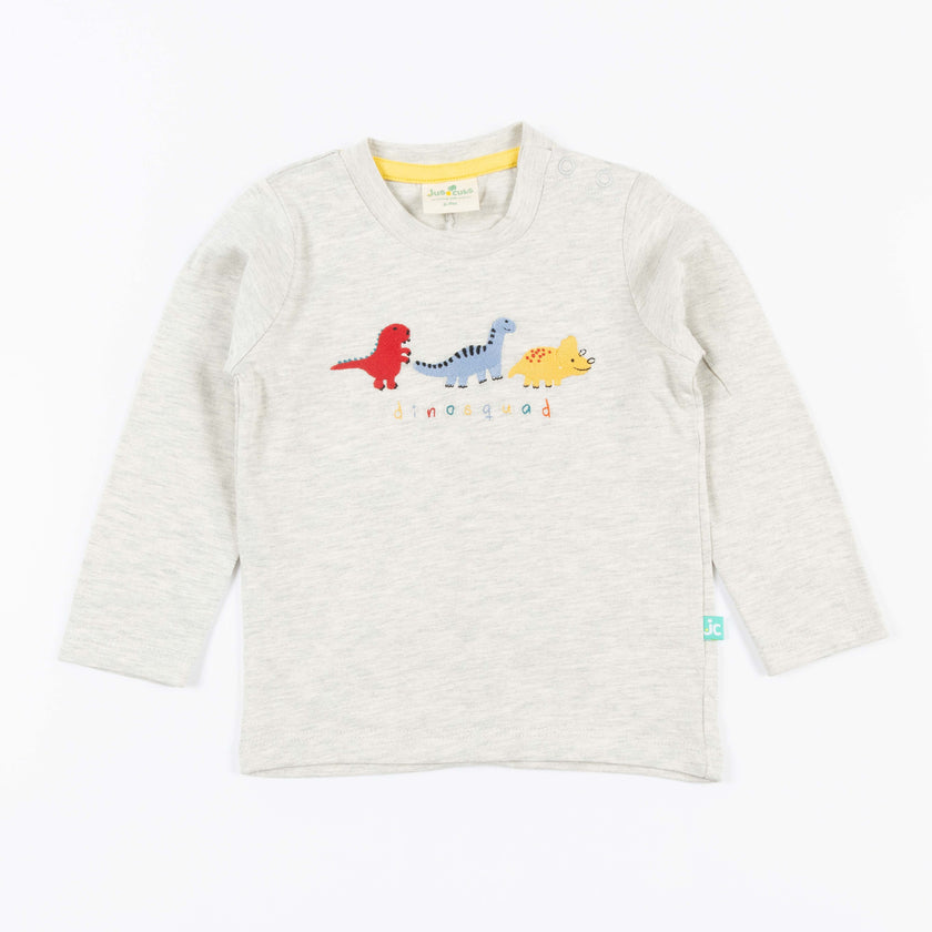 Boys "Dinosquad" Dinosaur Appliqué Full Sleeve T-Shirt with 3D Spikes
