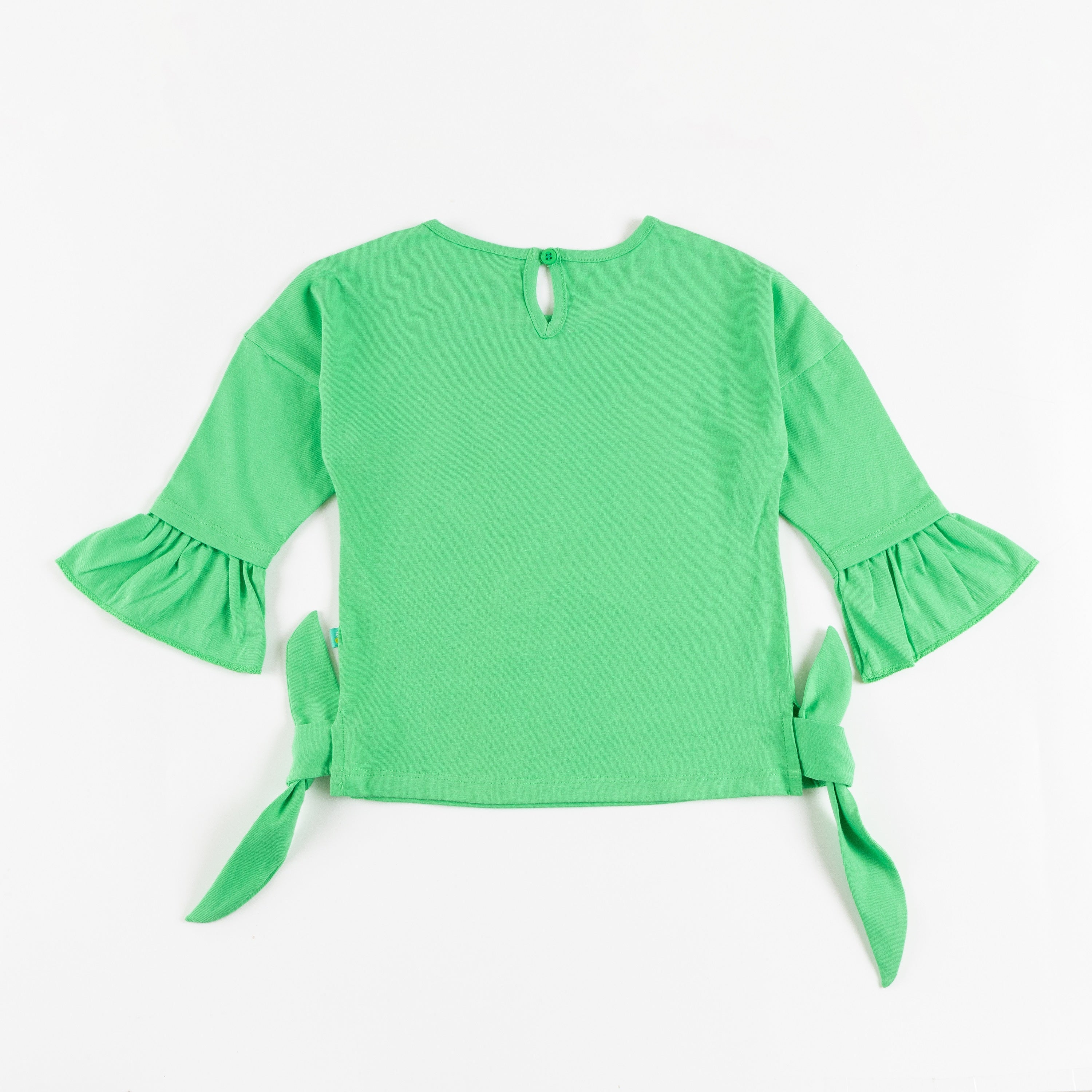 "Girls'  Ruffle Sleeve Top with Colorful Tiger Print – 'Time to Roar' Design"