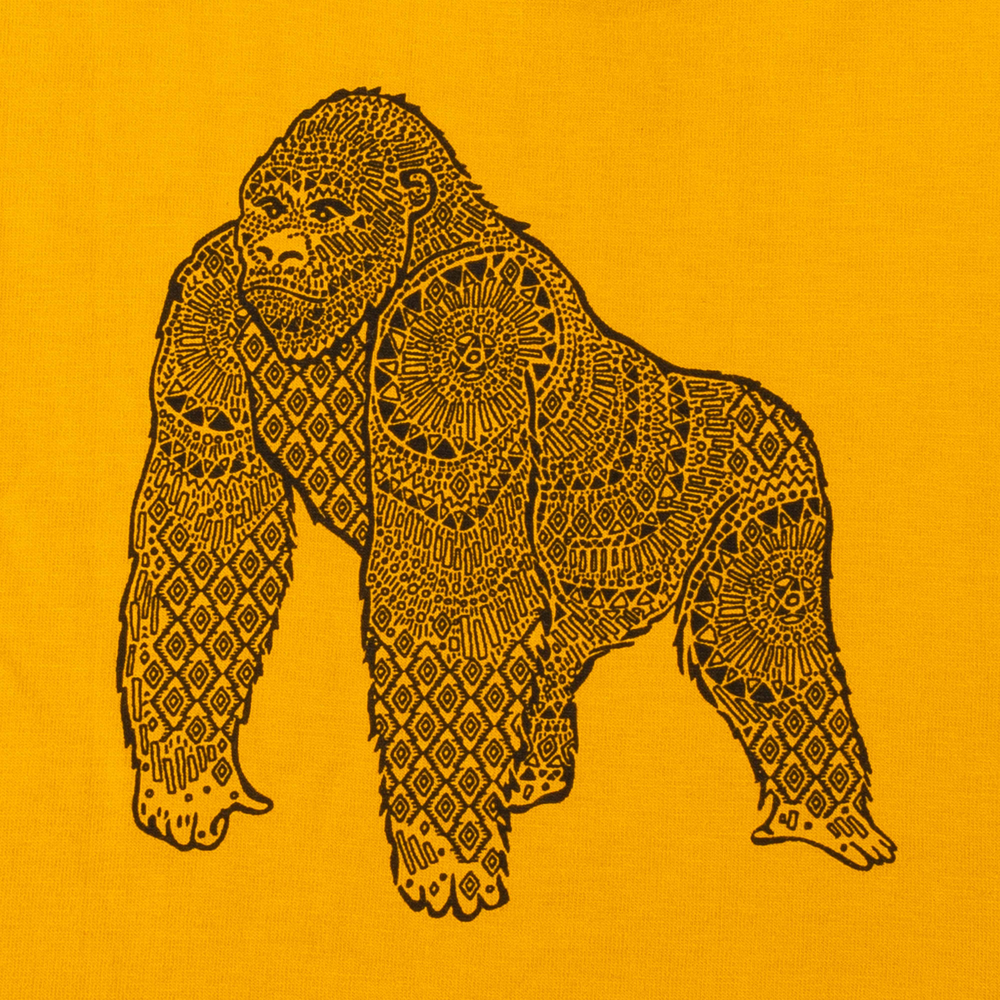 "Boys' Charcoal Henley T-Shirt with Gorilla Print