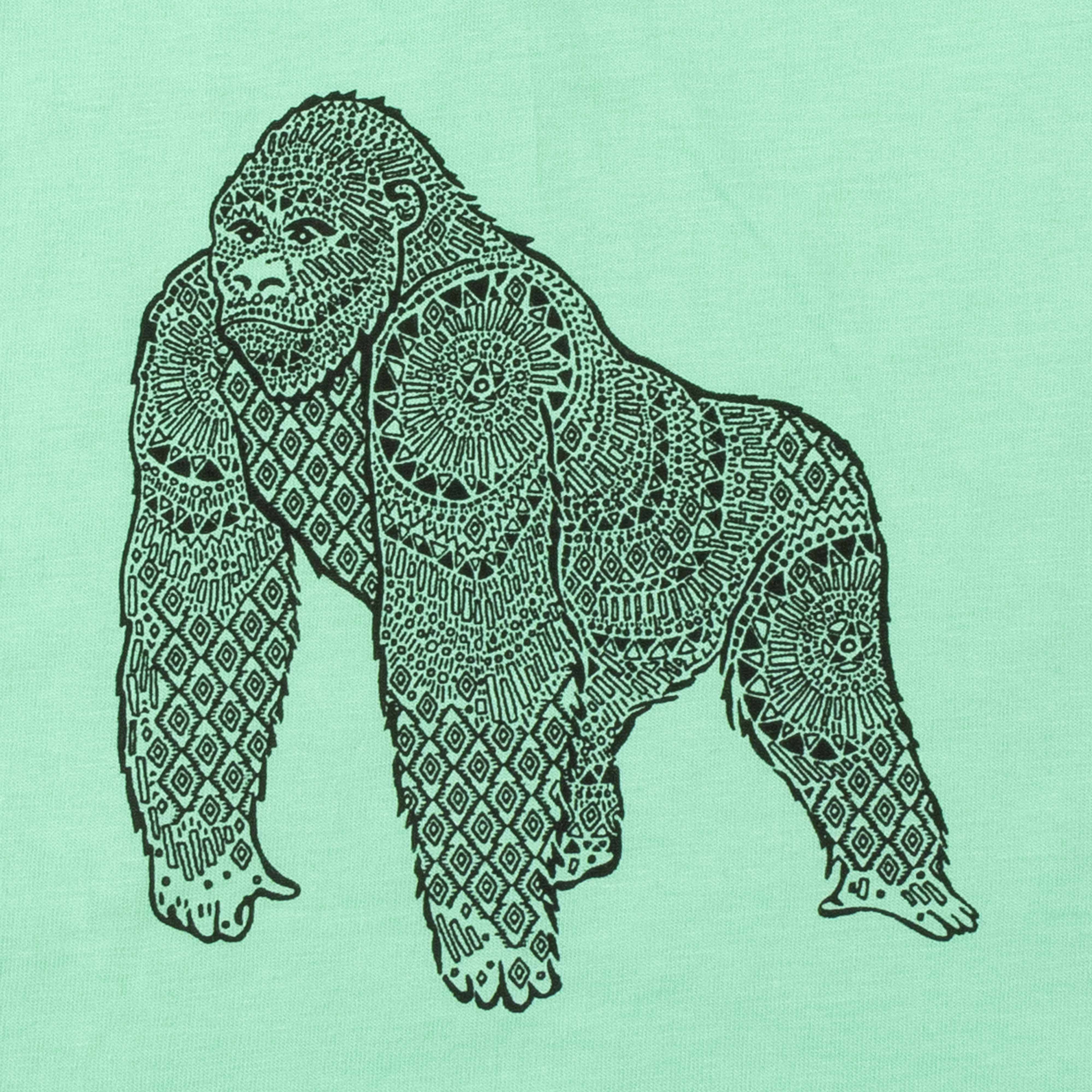 "Boys' Charcoal Henley T-Shirt with Gorilla Print