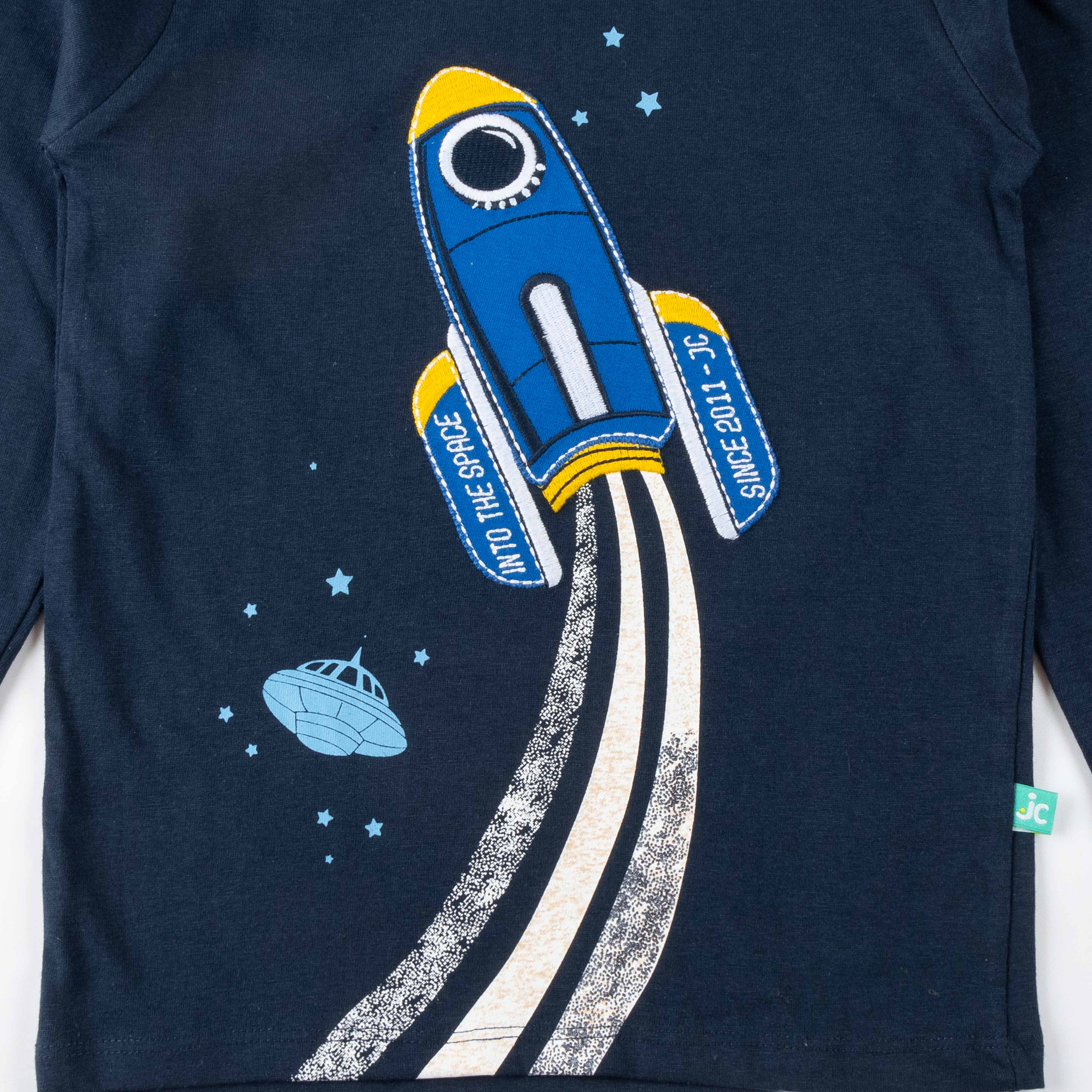 "Boys'  Long Sleeve T-Shirt with Multicolor Rocket Print "
