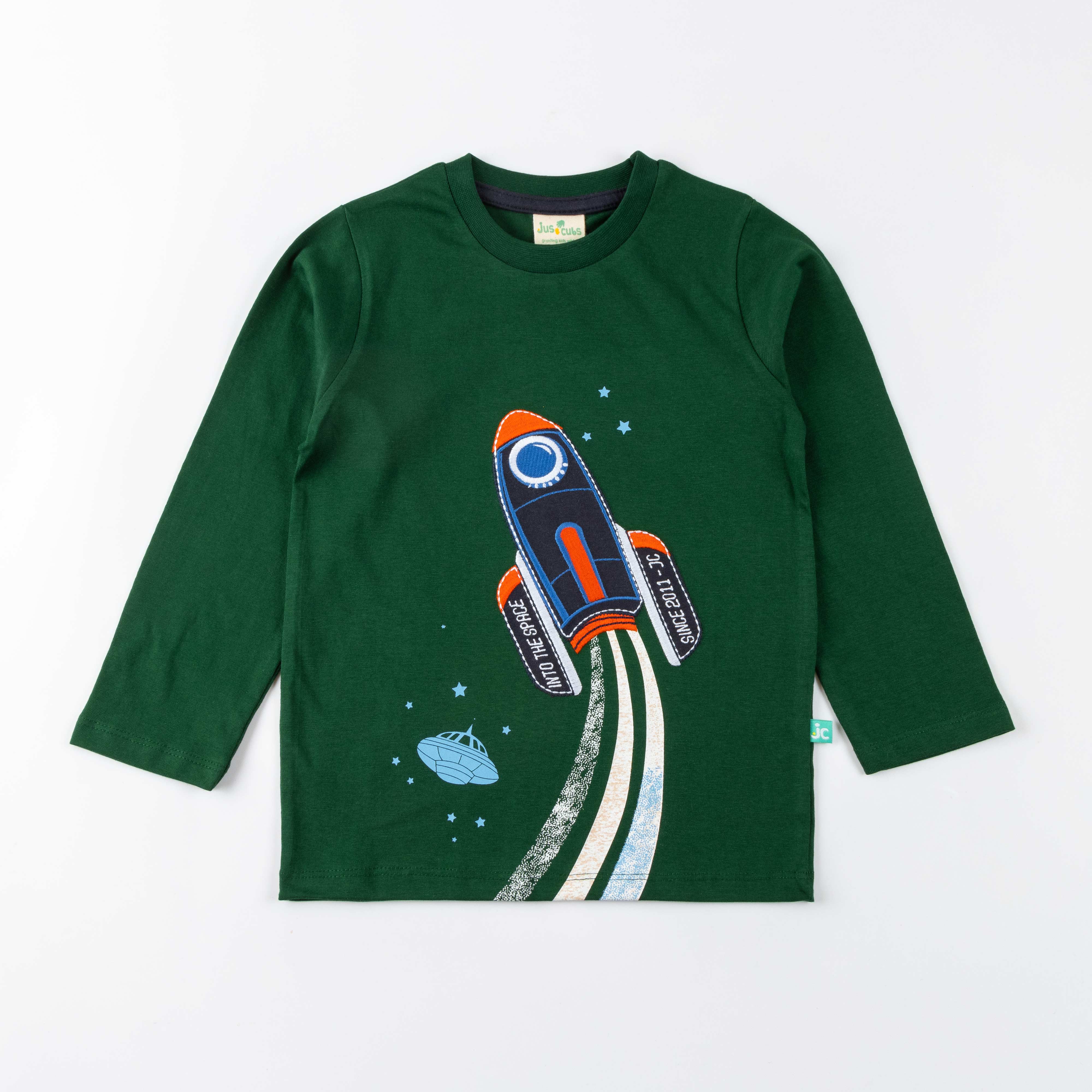 "Boys'  Long Sleeve T-Shirt with Multicolor Rocket Print "