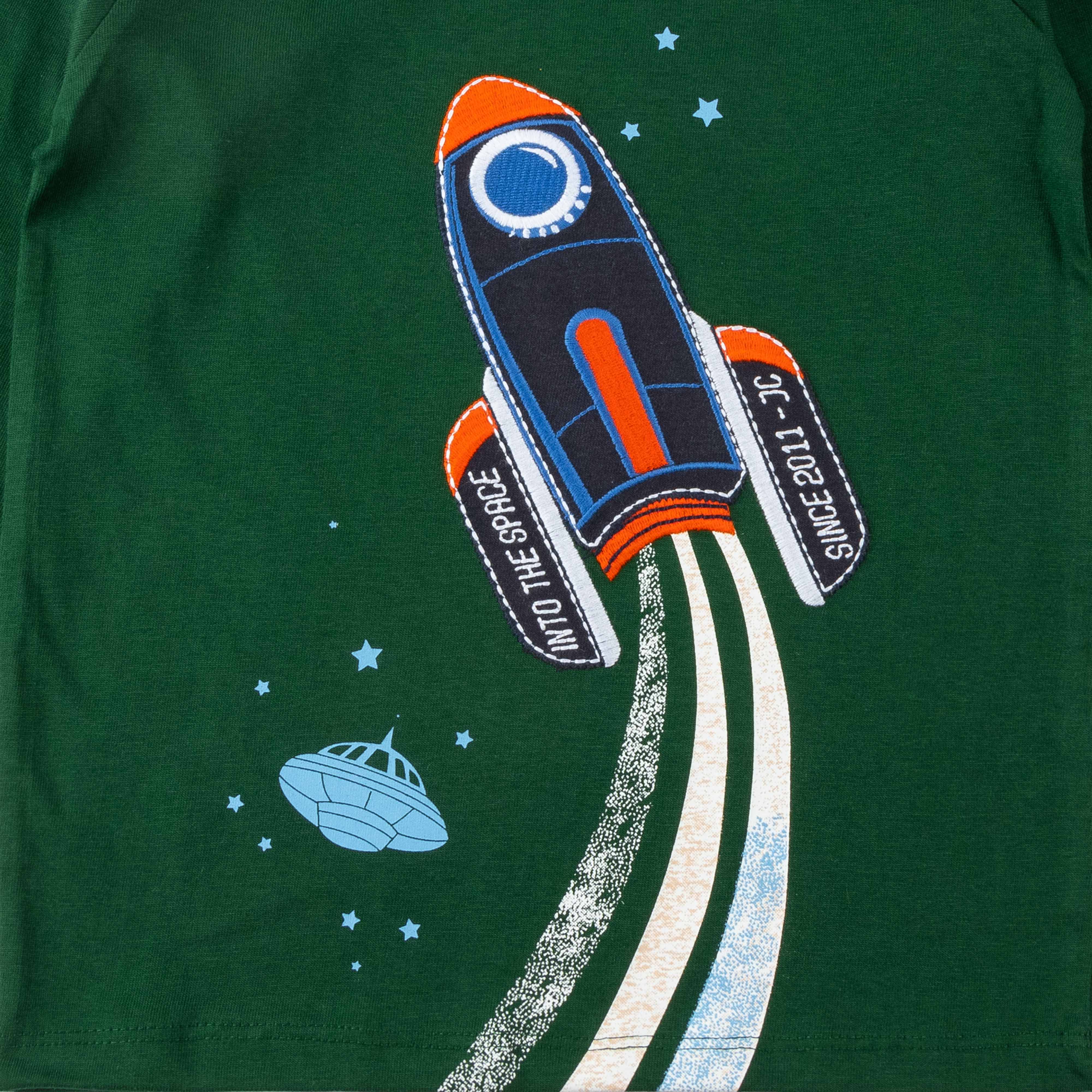 "Boys'  Long Sleeve T-Shirt with Multicolor Rocket Print "