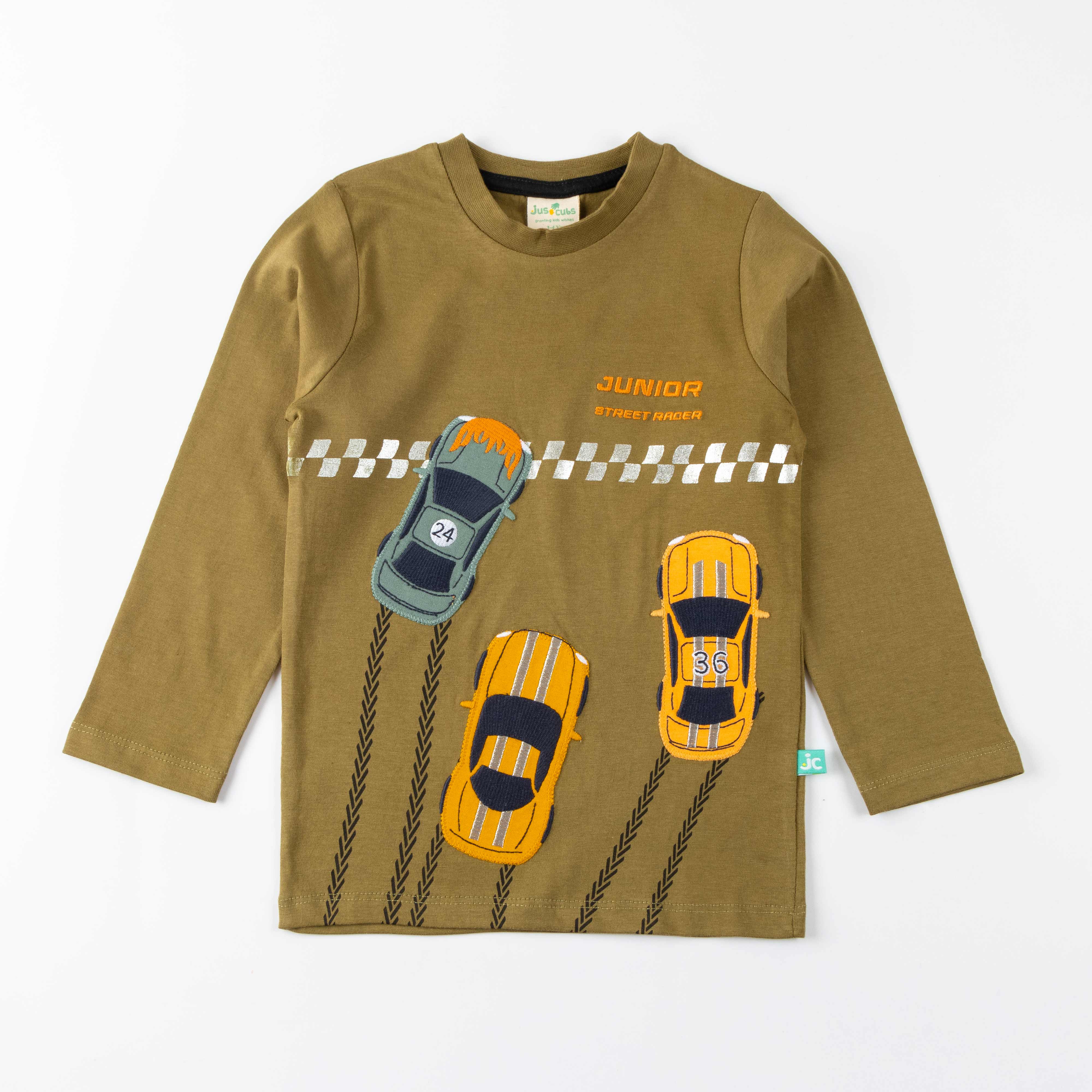 Boys Full Sleeve Car Printed T-Shirt