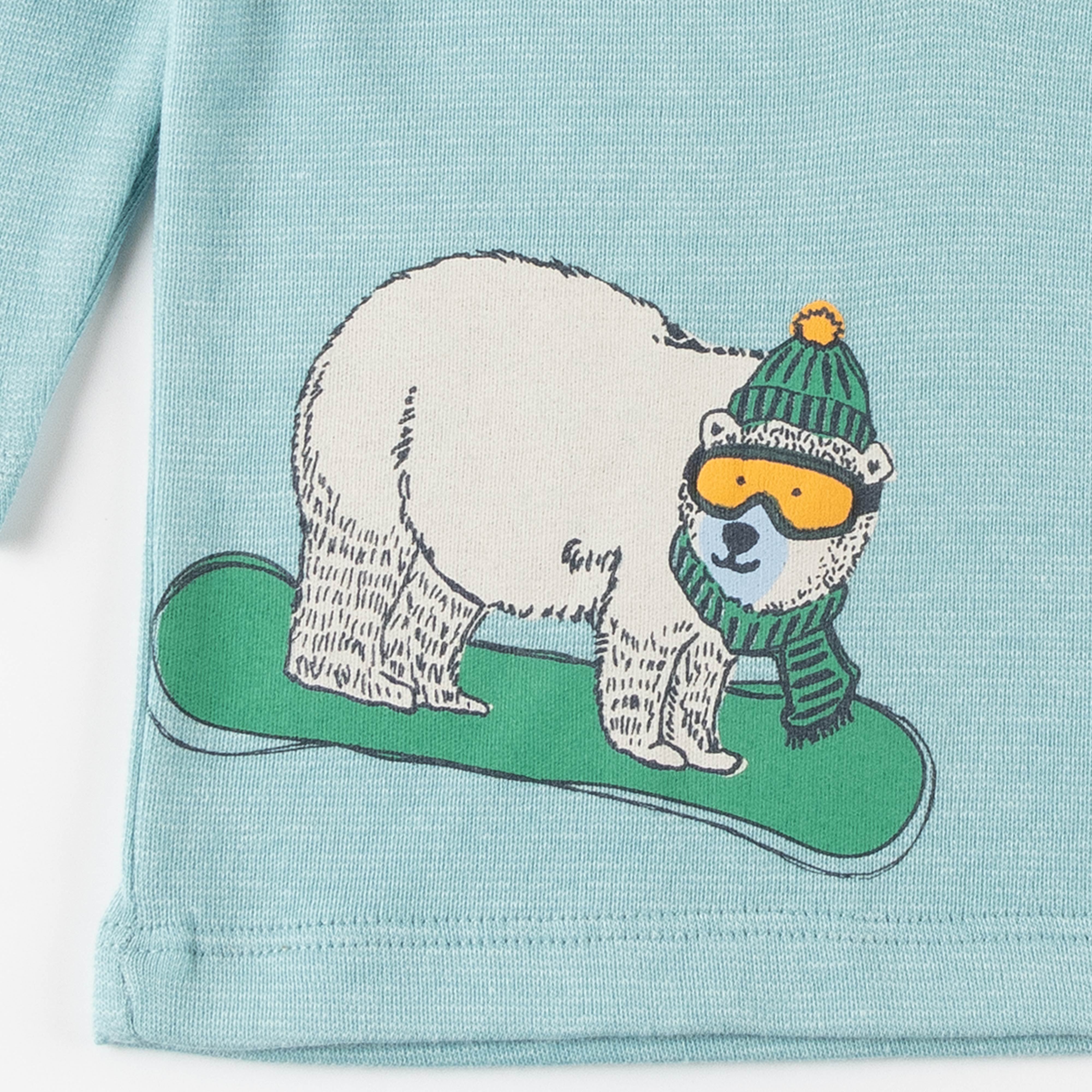 "Baby Boys 'Born to Explore' Henley Tee – Long Sleeve Polar Bear Print T-shirt"