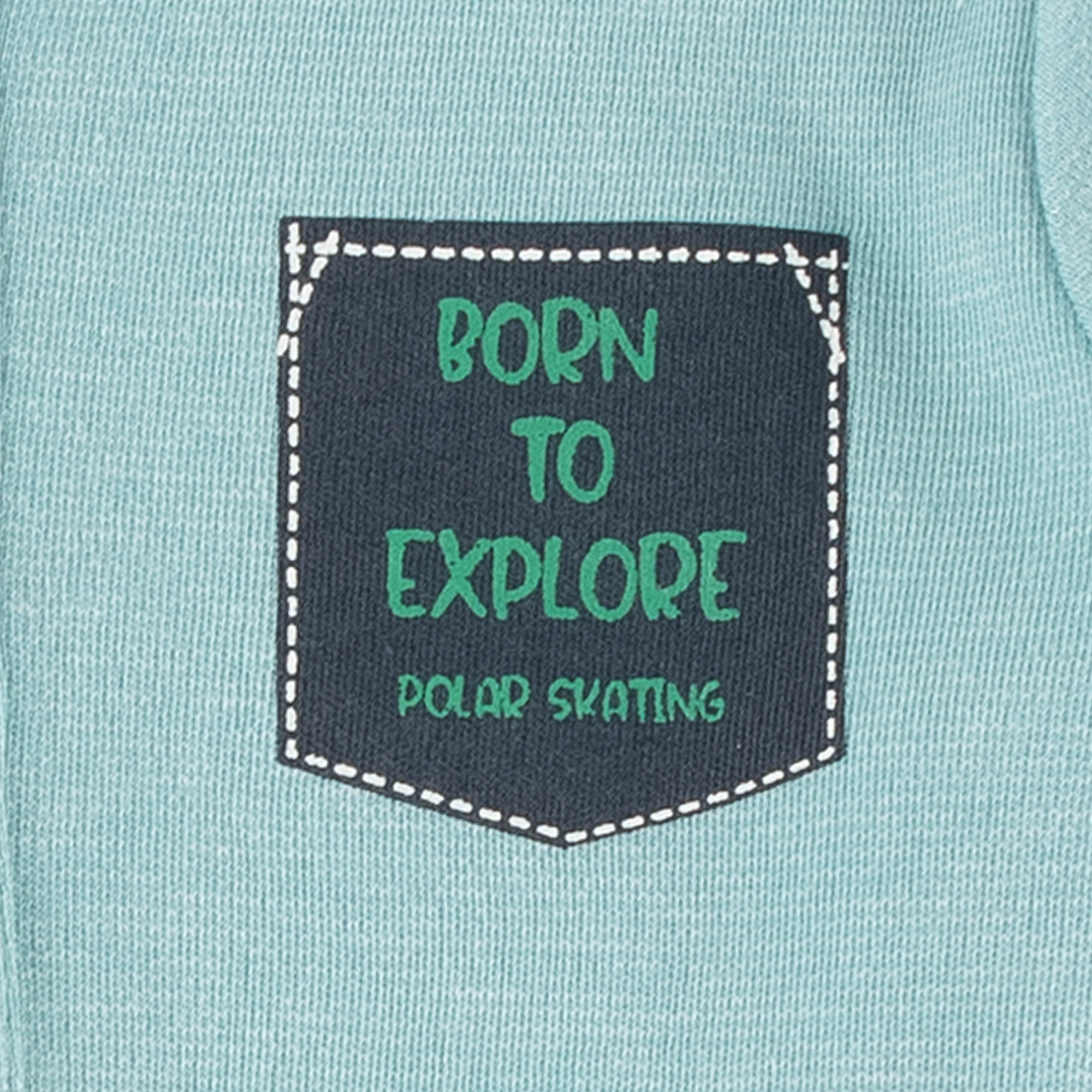 "Baby Boys 'Born to Explore' Henley Tee – Long Sleeve Polar Bear Print T-shirt"