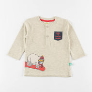 "Baby Boys 'Born to Explore' Henley Tee – Long Sleeve Polar Bear Print T-shirt"