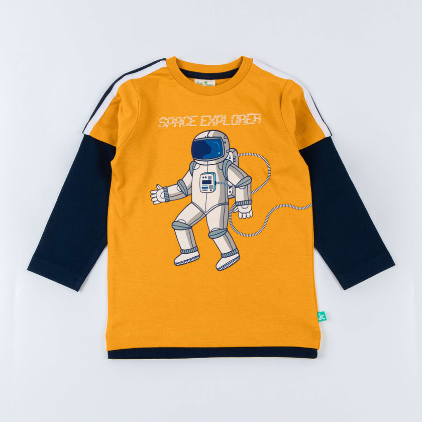 Young Boys Full Sleeve Space Printed T-Shirt