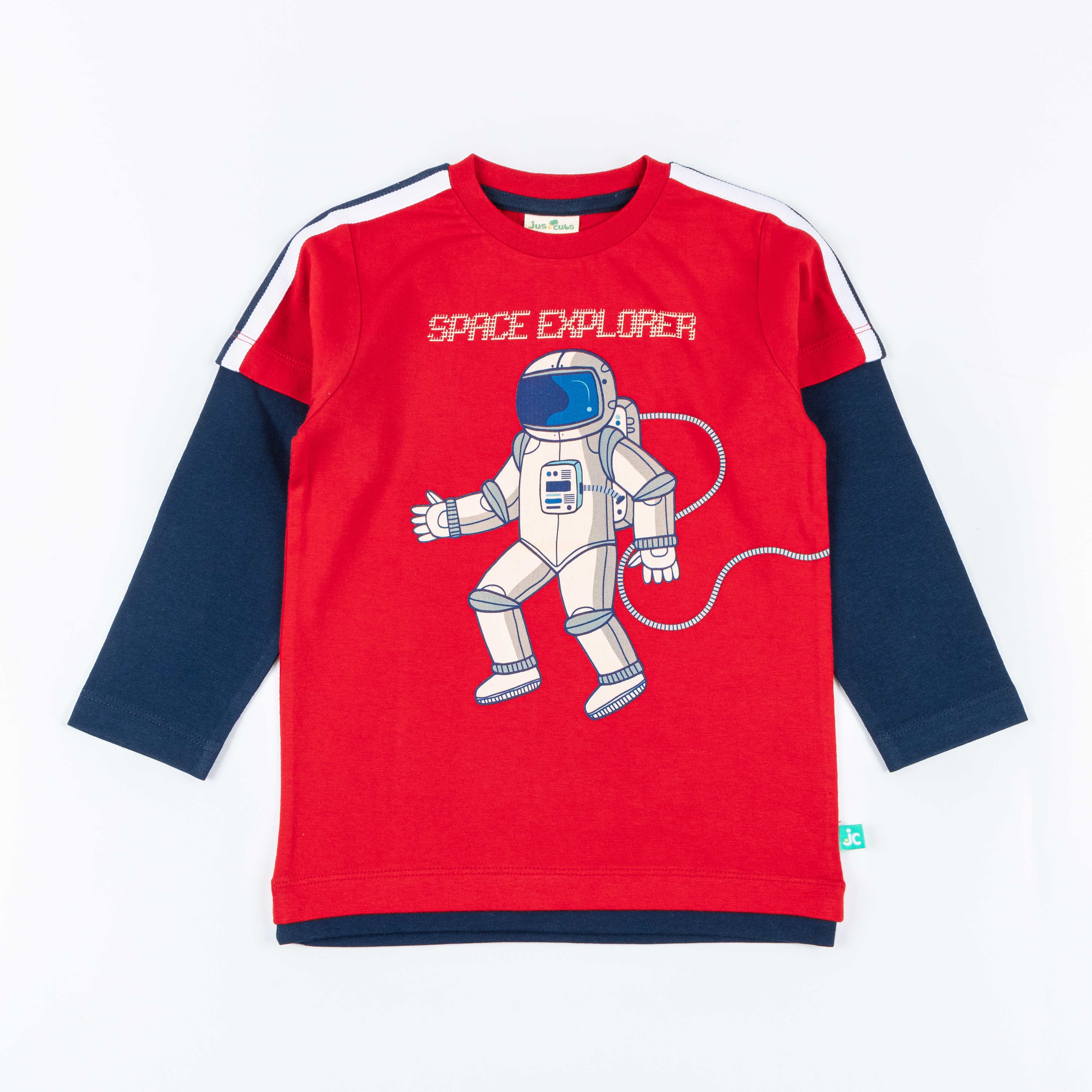 Young Boys Full Sleeve Space Printed T-Shirt