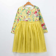 Girls Full Sleeve Flowers Printed Dress