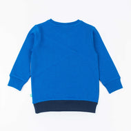 "Boys' Colorblock Sweatshirt – Space Expedition Patch Design (Blue/Navy/Grey/Red)"