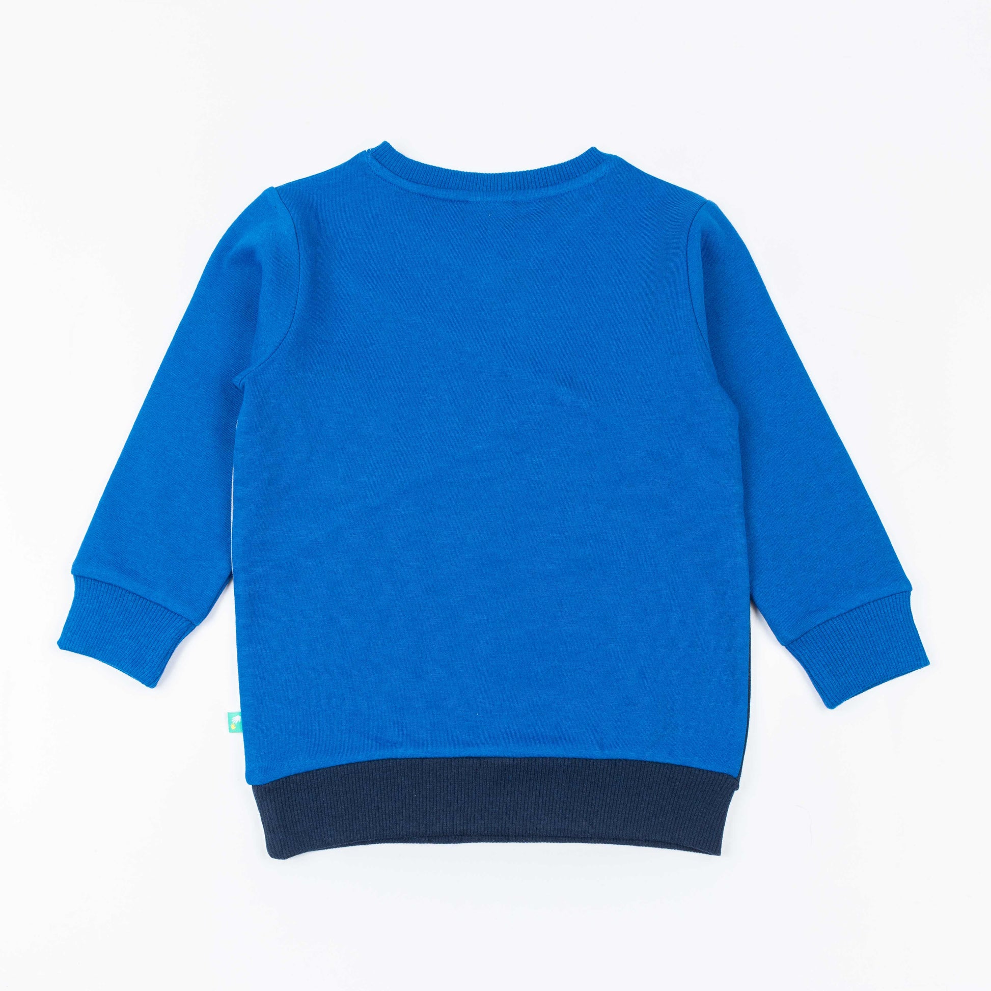 "Boys' Colorblock Sweatshirt – Space Expedition Patch Design (Blue/Navy/Grey/Red)"