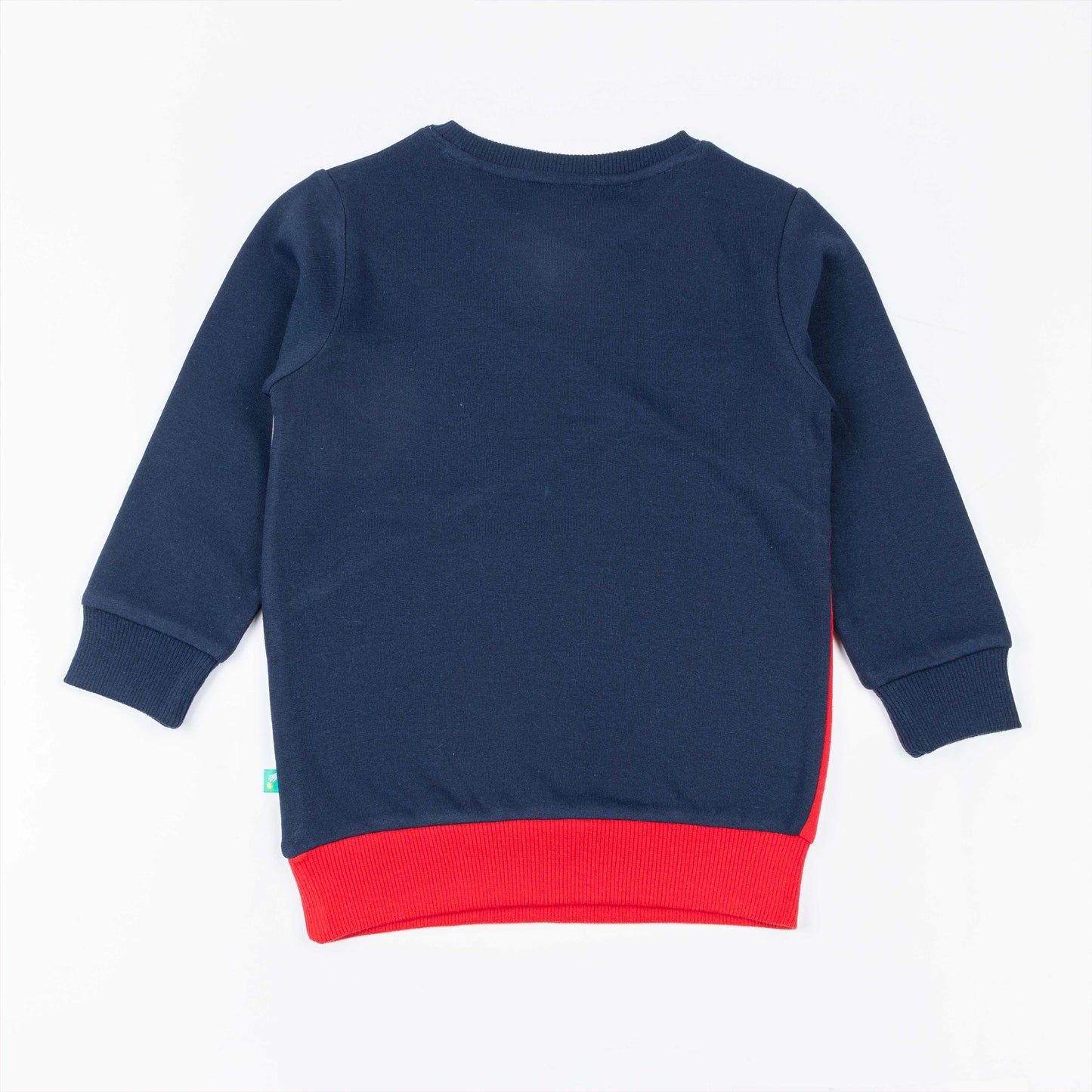 "Boys' Colorblock Sweatshirt – Space Expedition Patch Design (Blue/Navy/Grey/Red)"
