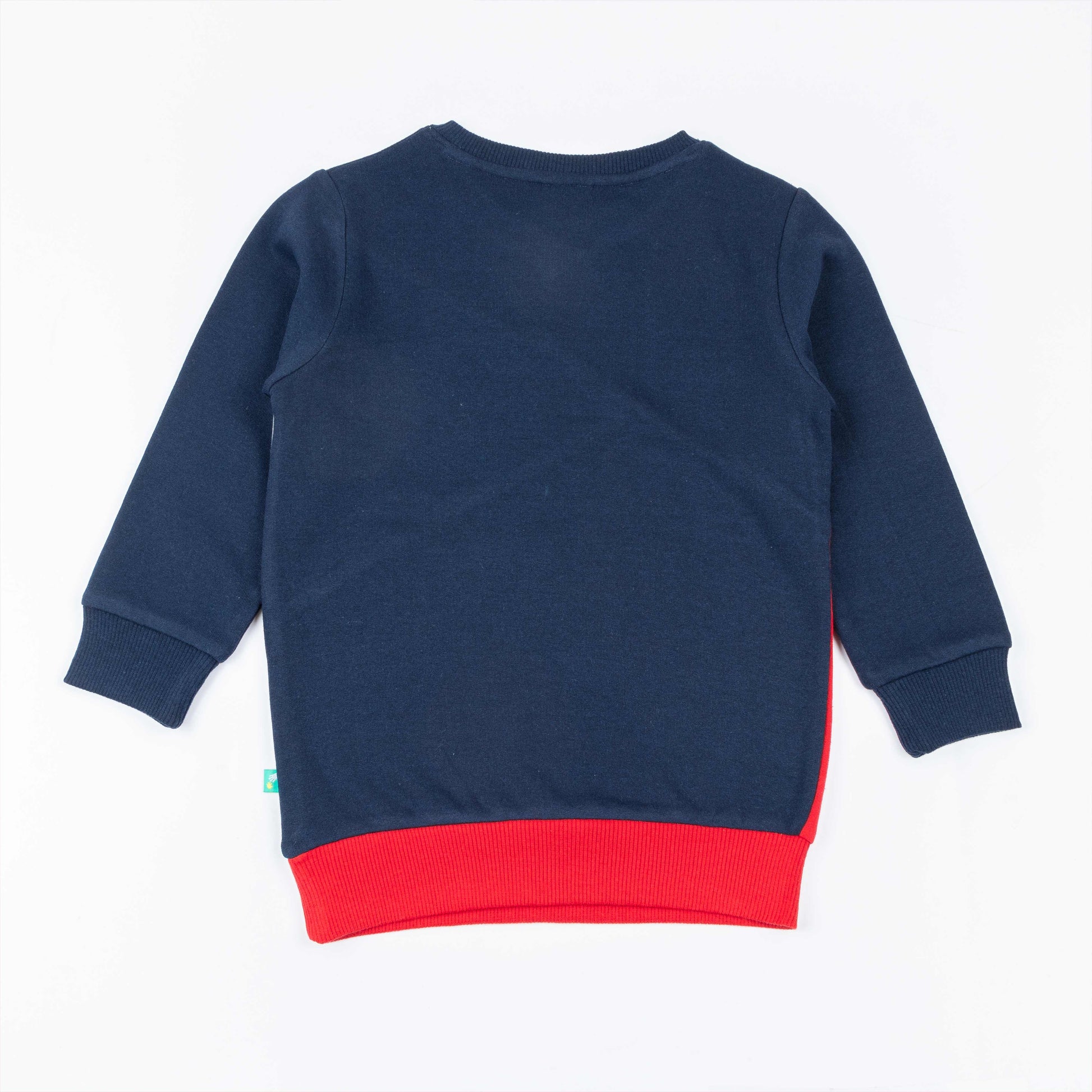 "Boys' Colorblock Sweatshirt – Space Expedition Patch Design (Blue/Navy/Grey/Red)"