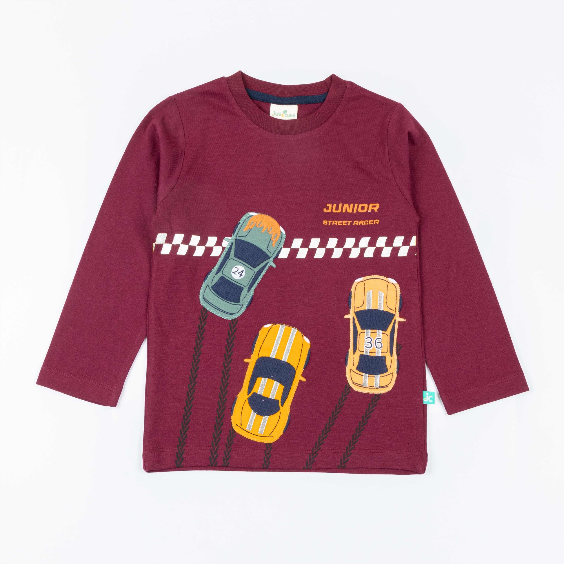 "Boys 'Junior Street Racer' Tee – Long Sleeve Racing Car Graphic T-shirt"