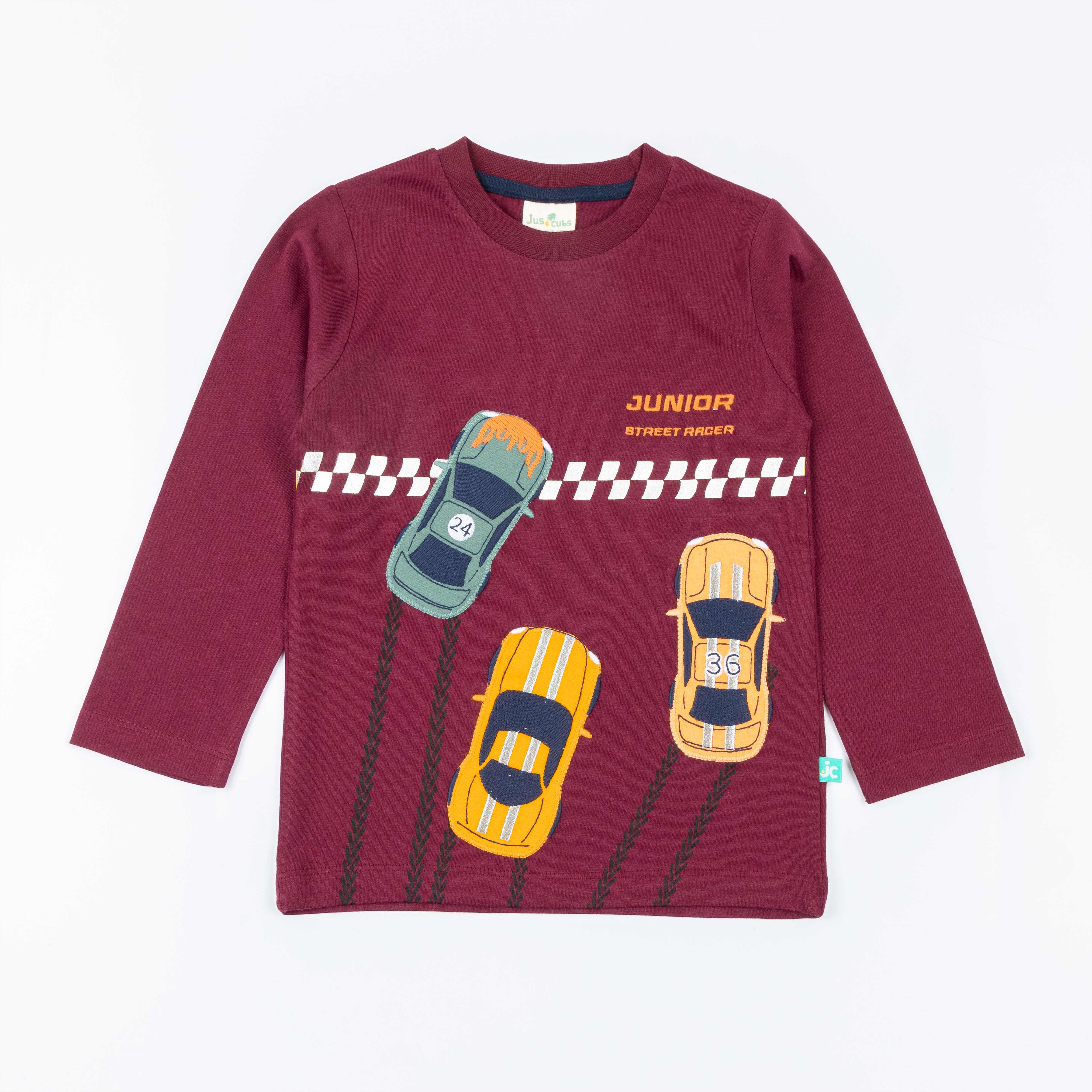 "Boys 'Junior Street Racer' Tee – Long Sleeve Racing Car Graphic T-shirt"