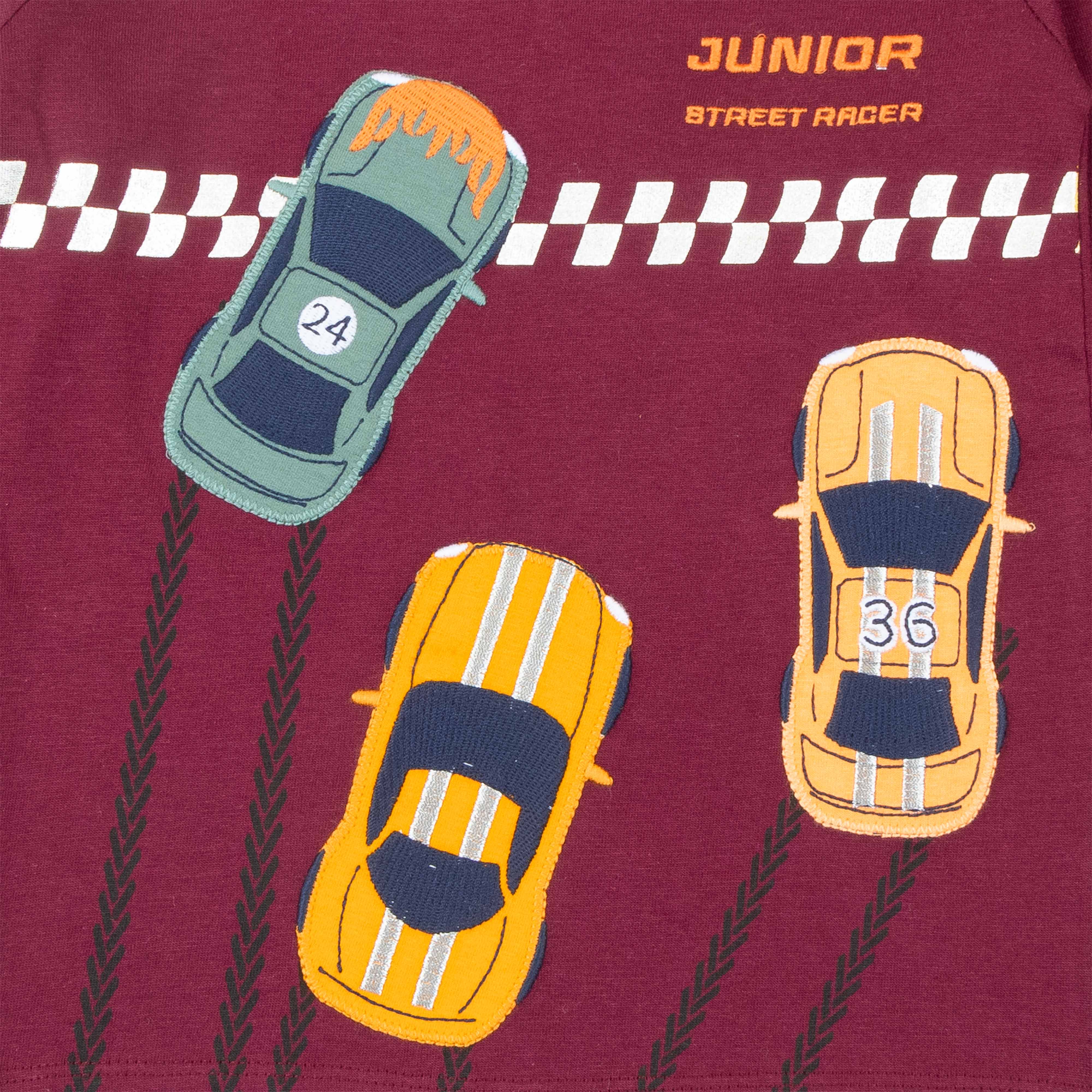 "Boys 'Junior Street Racer' Tee – Long Sleeve Racing Car Graphic T-shirt"