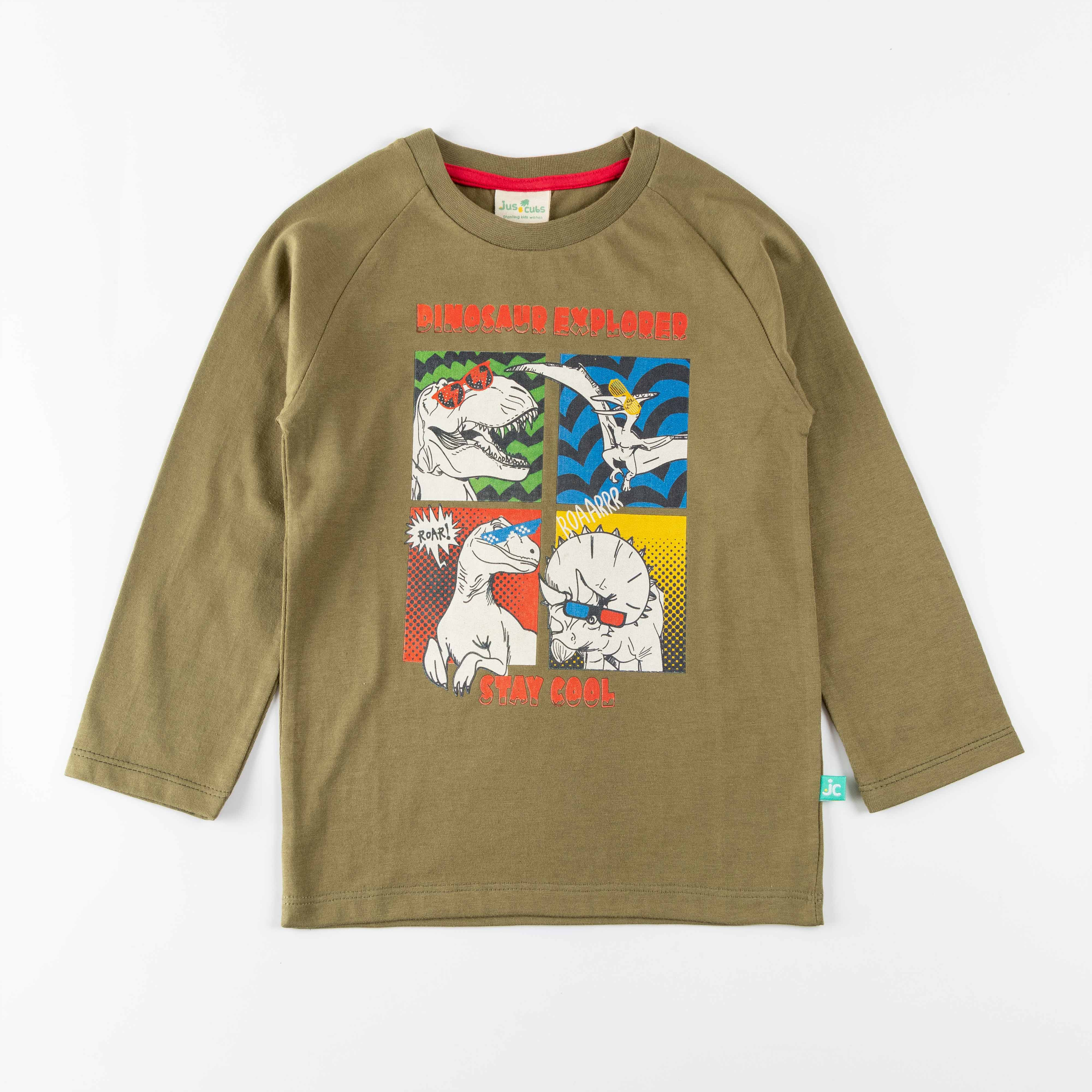 "Boys 'Dinosaur Explorer' Graphic Tee – Long Sleeve Cotton T-shirt"