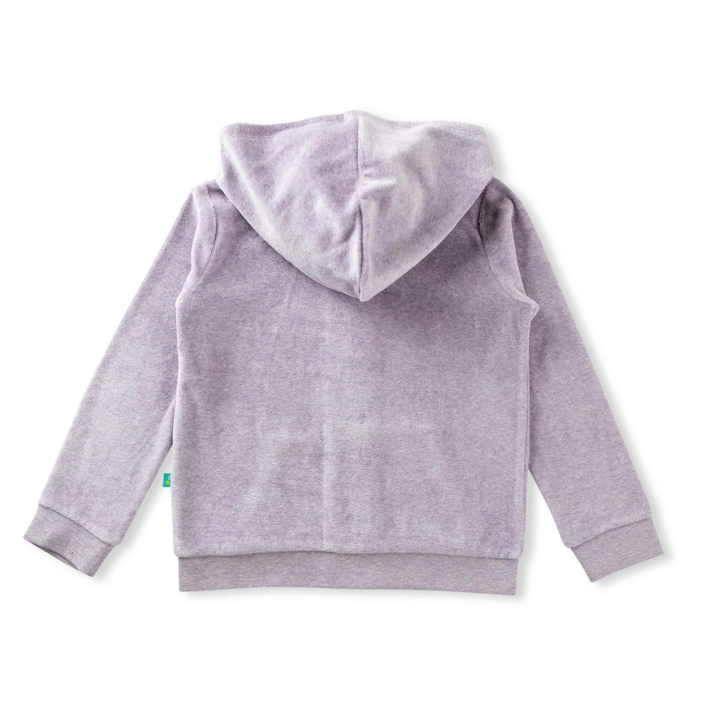 "Girls' Solid Grey Hoodie & Jogger Set – Soft Velour with Giraffe Patch Detail"