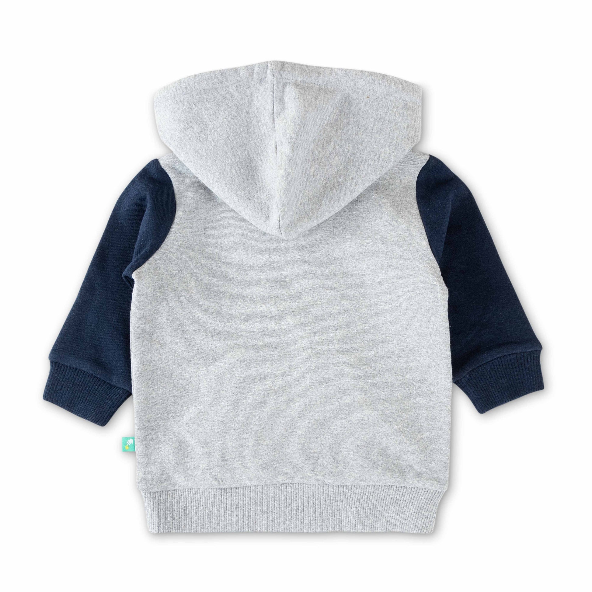 Boys' Robot Design Hoodie – Grey & Navy Blue Pullover with Kangaroo Pocket