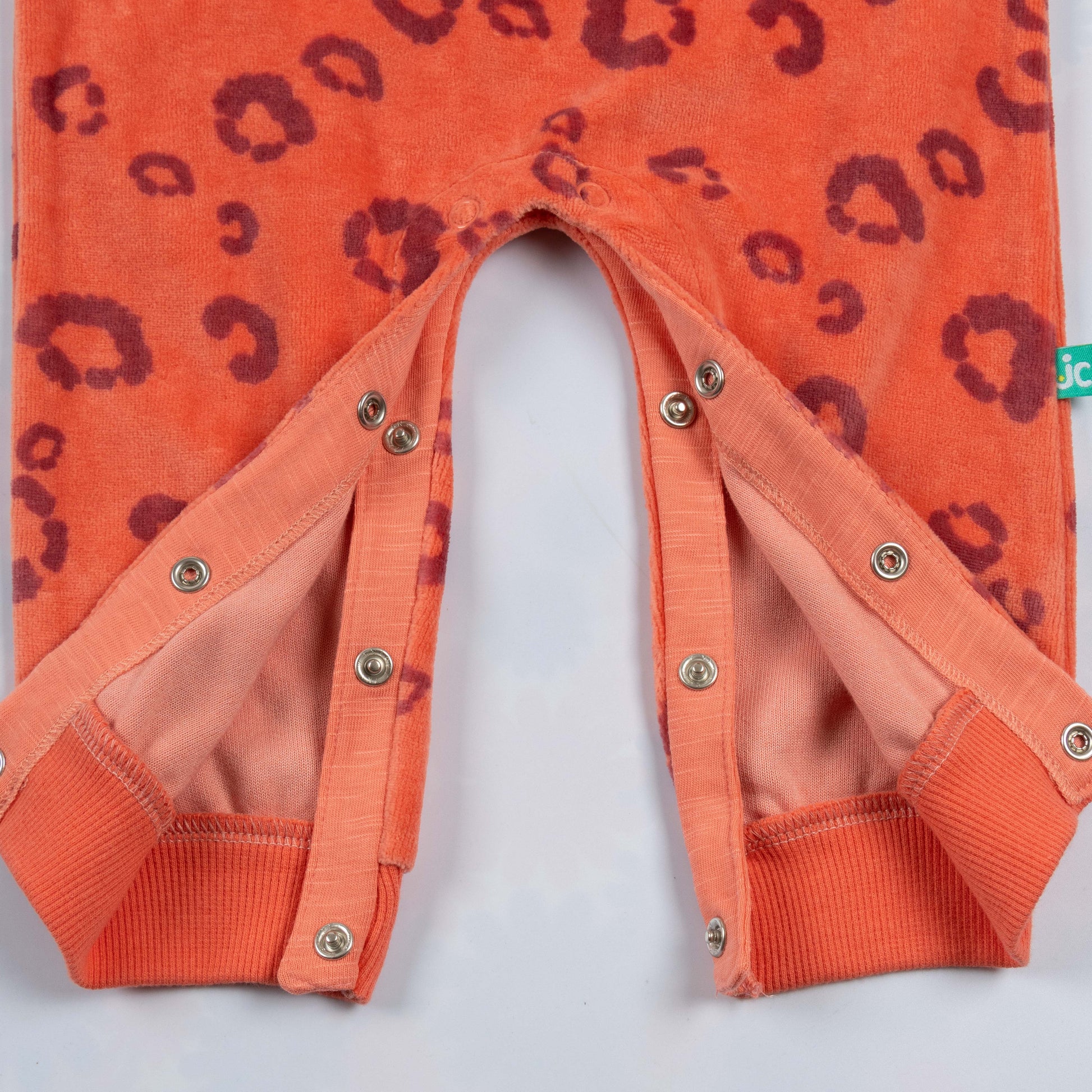 "Baby Girls Fleece Hooded Romper with Animal Ears – Orange Leopard Print"