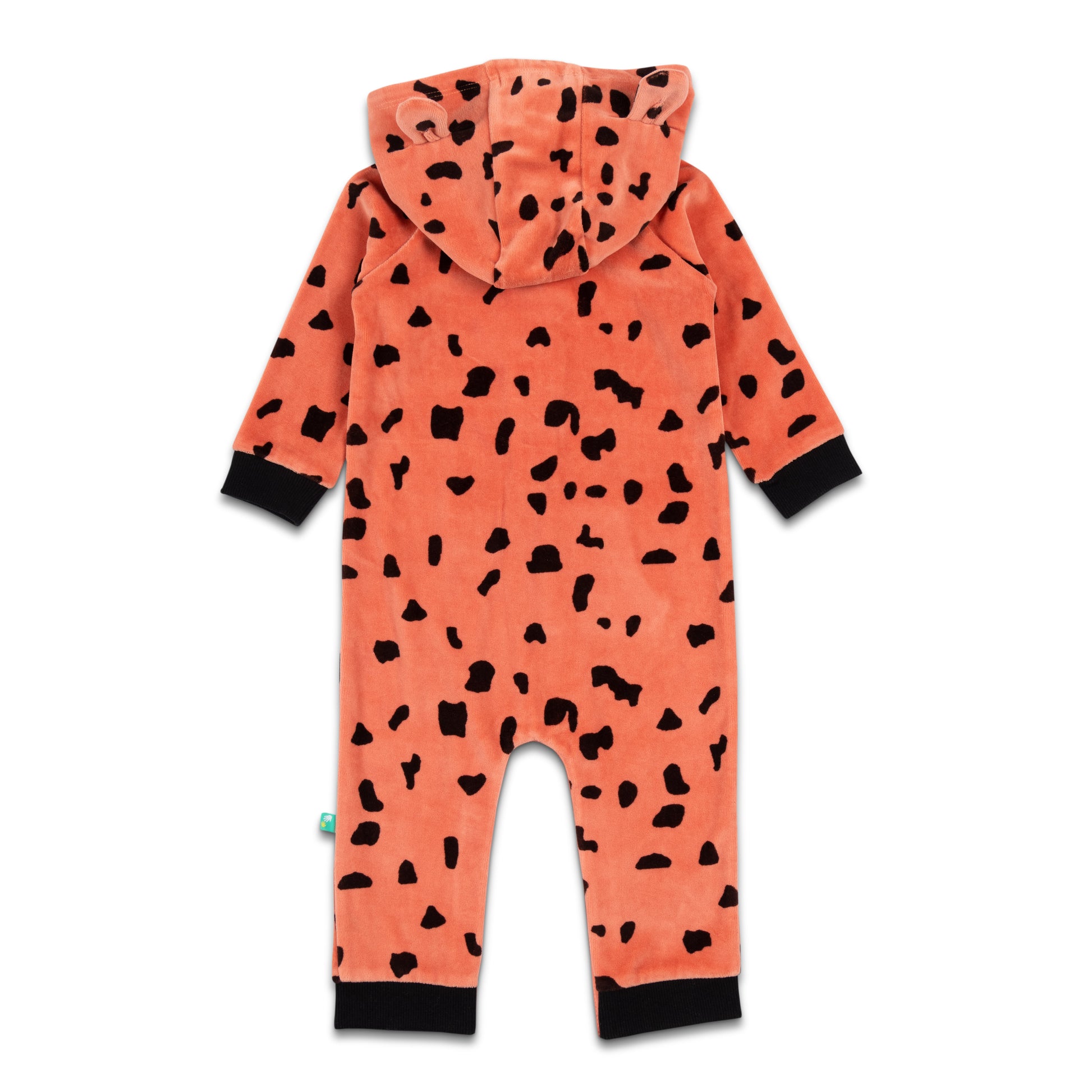 Baby Girls Animal Print Hooded Romper – Coral Fleece Jumpsuit with Ears & Front Pocket