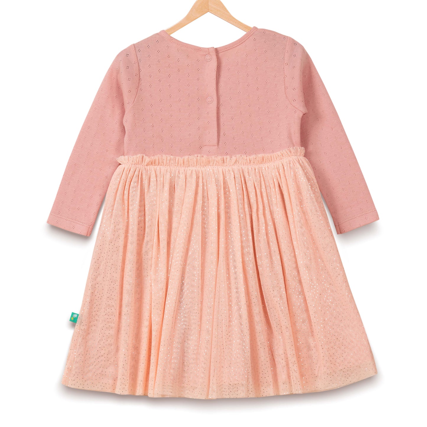 Baby Girls' Long Sleeve Party Dress – Pink Swan Appliqué with Glitter Tulle Skirt