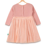 Baby Girls' Long Sleeve Party Dress – Pink Swan Appliqué with Glitter Tulle Skirt