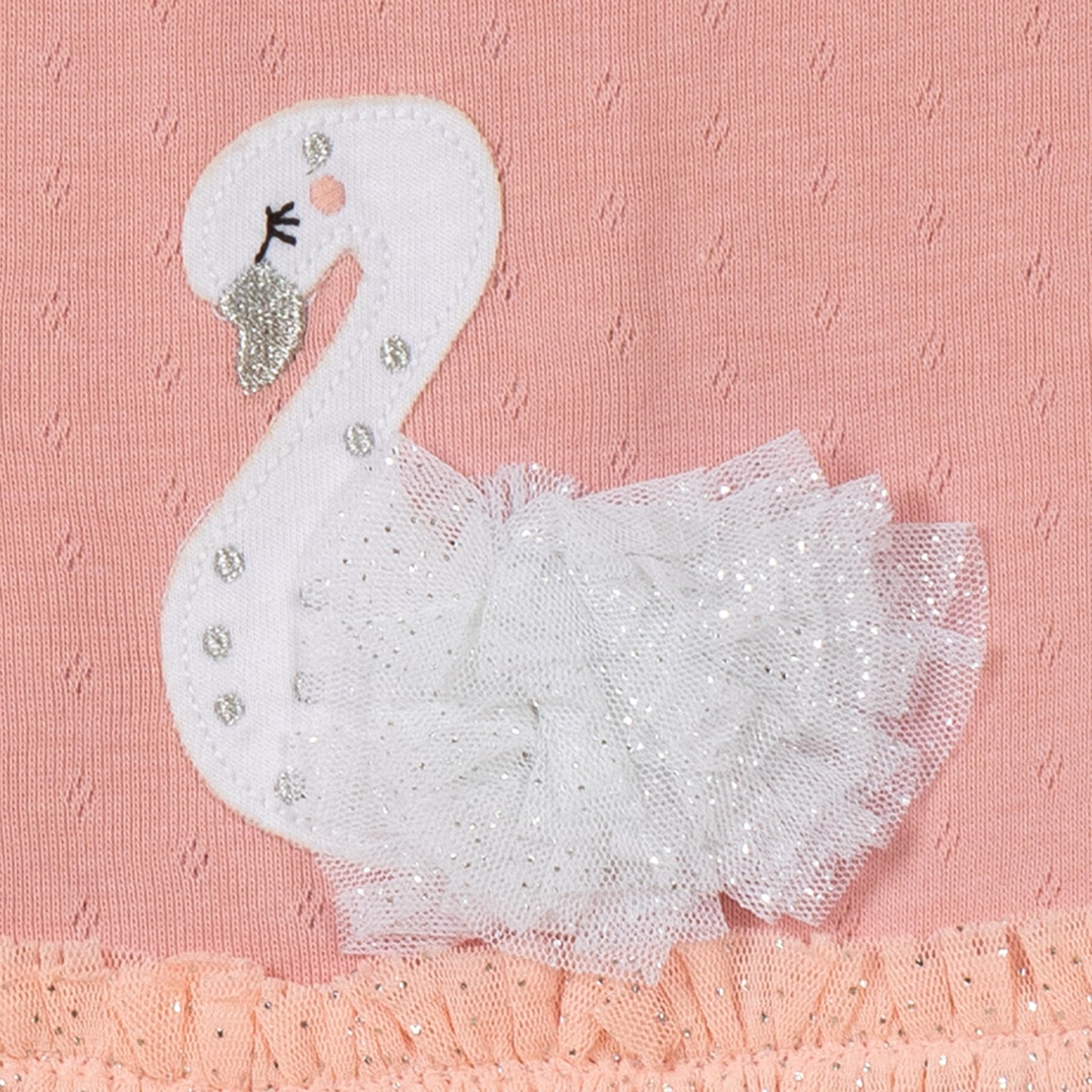Baby Girls' Long Sleeve Party Dress – Pink Swan Appliqué with Glitter Tulle Skirt