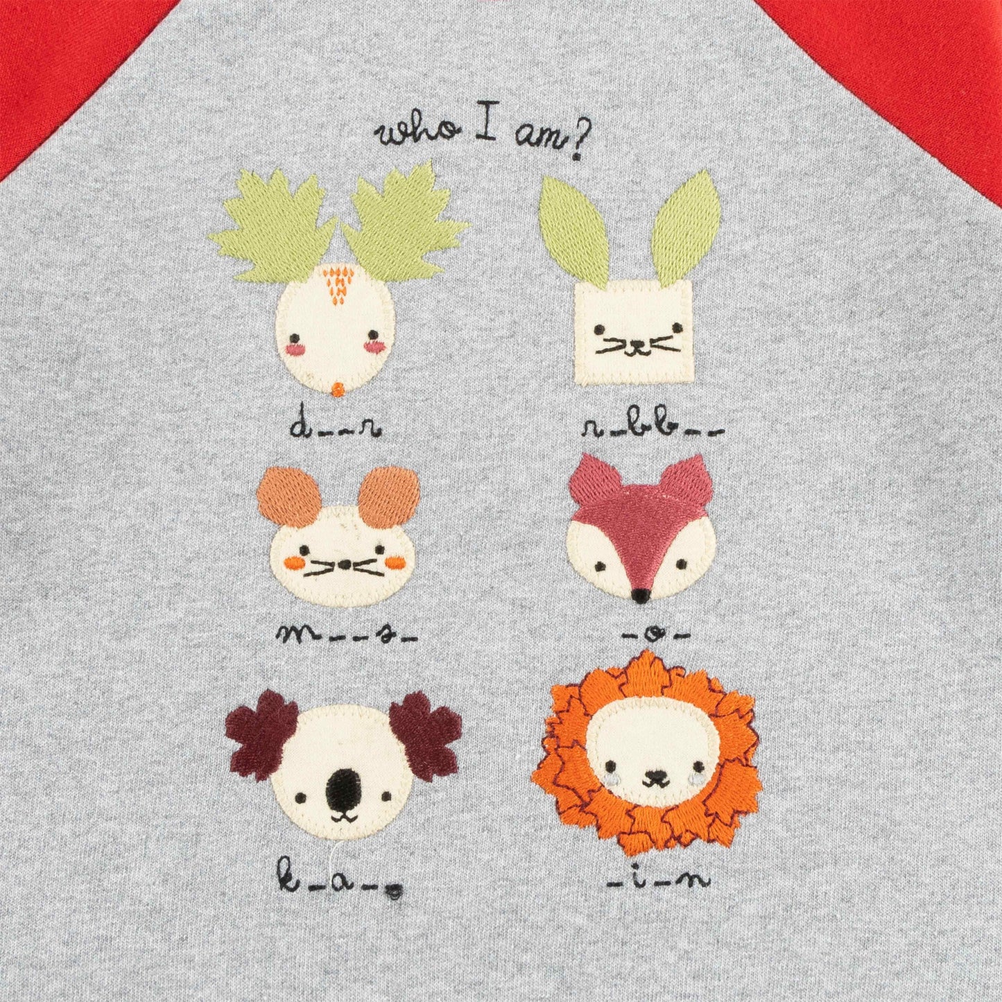"Girls Animal Puzzle Sweatshirt with Contrast Raglan Sleeves – 'Who Am I?' Design"