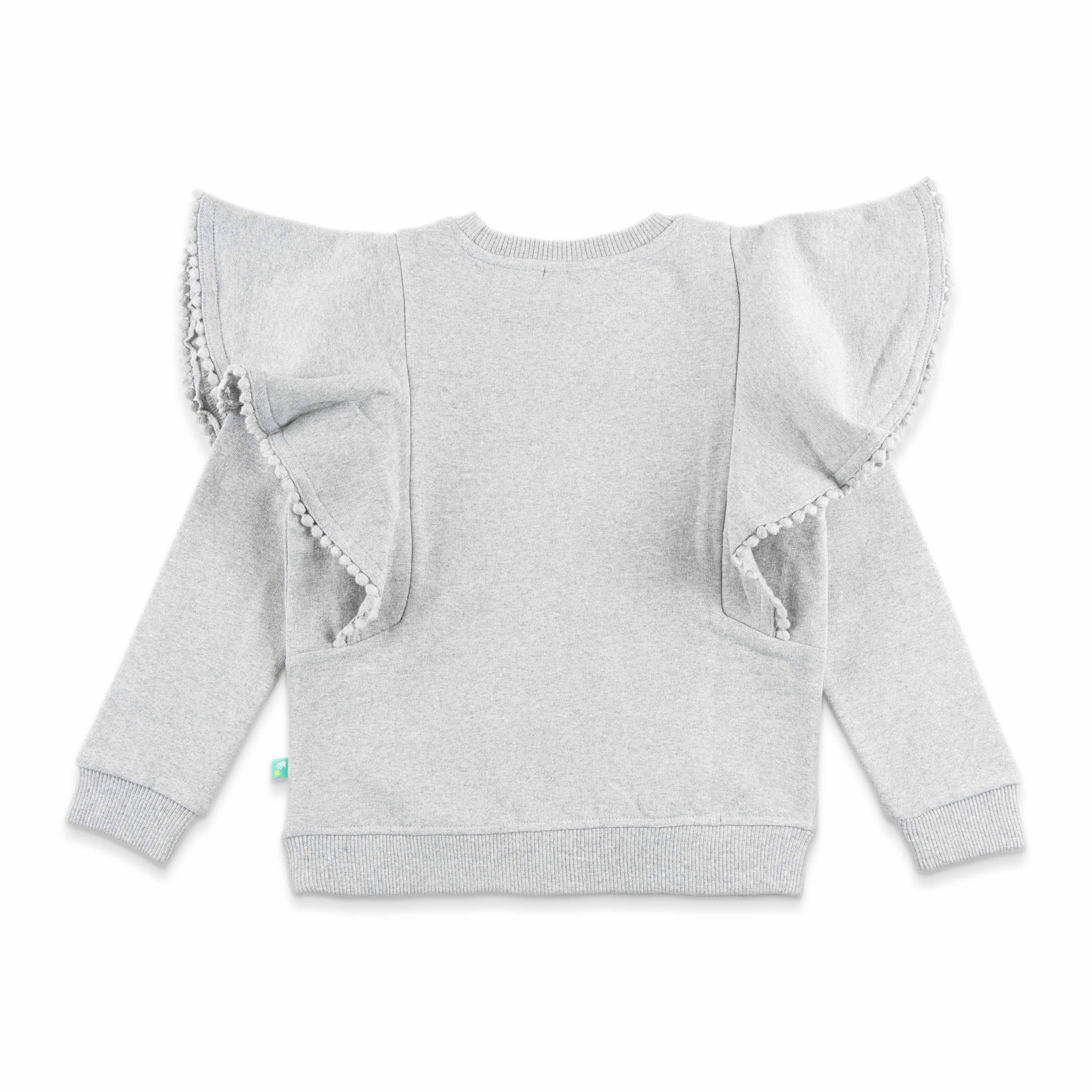 "Girls'  Sweatshirt with Colorful Sequin Heart and Ruffle Sleeves"