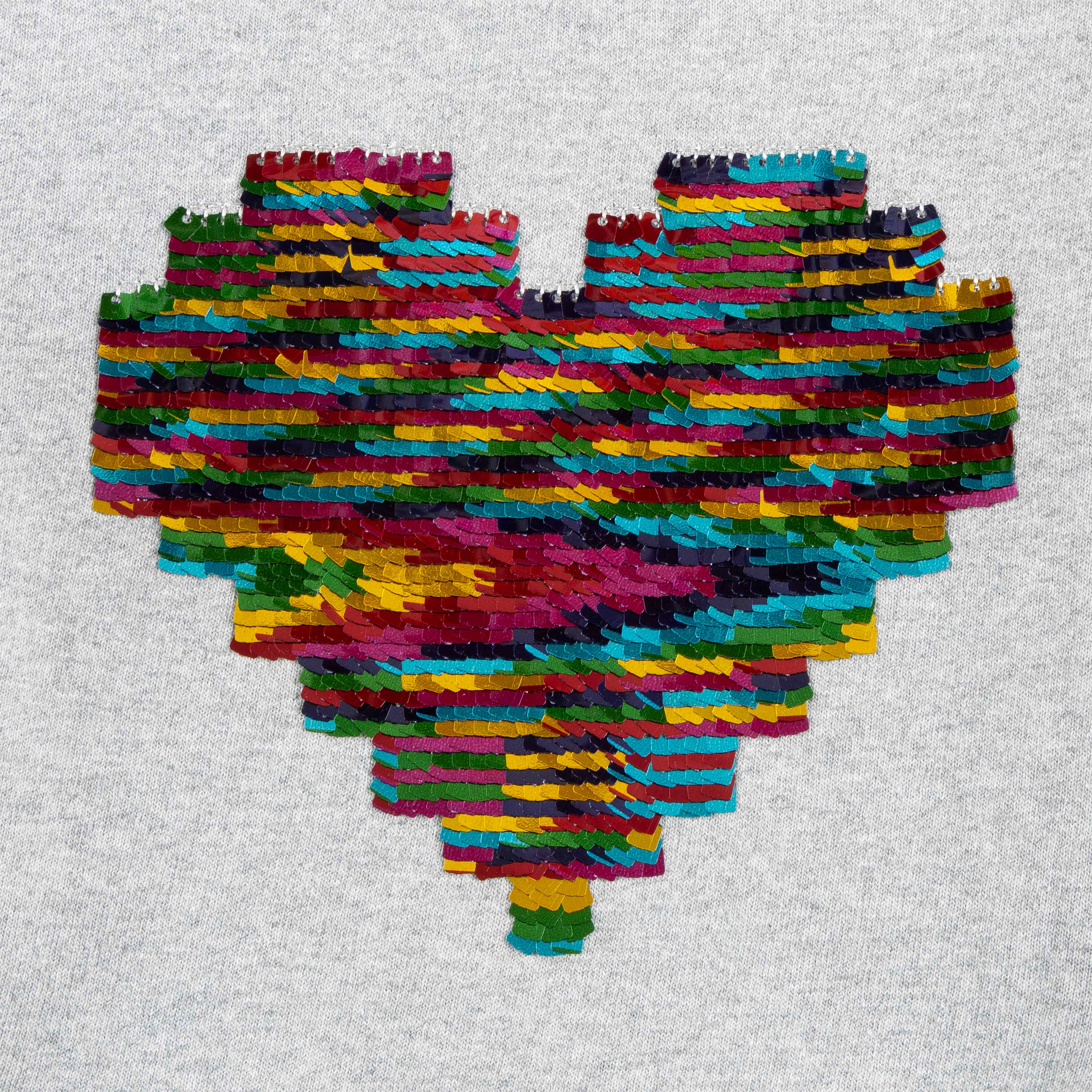 "Girls'  Sweatshirt with Colorful Sequin Heart and Ruffle Sleeves"