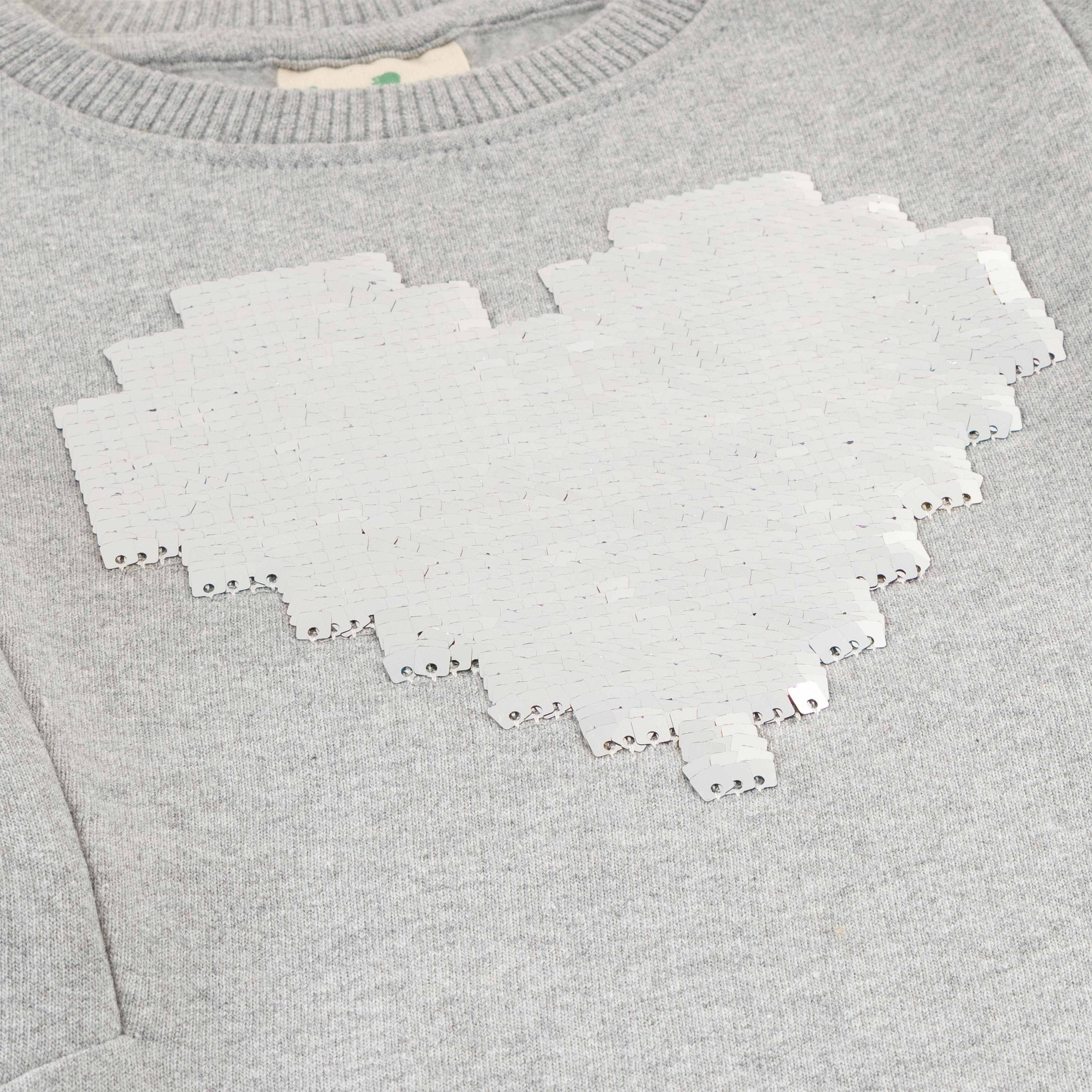 "Girls'  Sweatshirt with Colorful Sequin Heart and Ruffle Sleeves"
